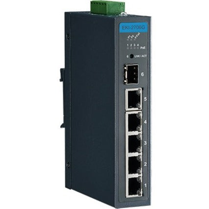 Advantech EKI-2706G-1GFPI-BU Ethernet Switch EKI-2706G-1GFPI, 5-Port Gigabit Ethernet Switch with PoE