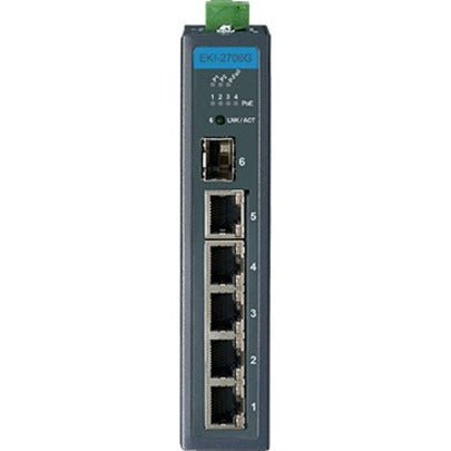 Advantech EKI-2706G-1GFPI-BU Ethernet Switch EKI-2706G-1GFPI 5-Port Gigabit Ethernet Switch with PoE