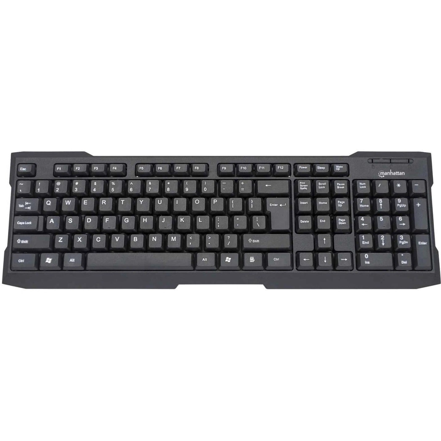 Manhattan 155113 Enhanced Keyboard, Ergonomic USB Wired Black Keyboard
