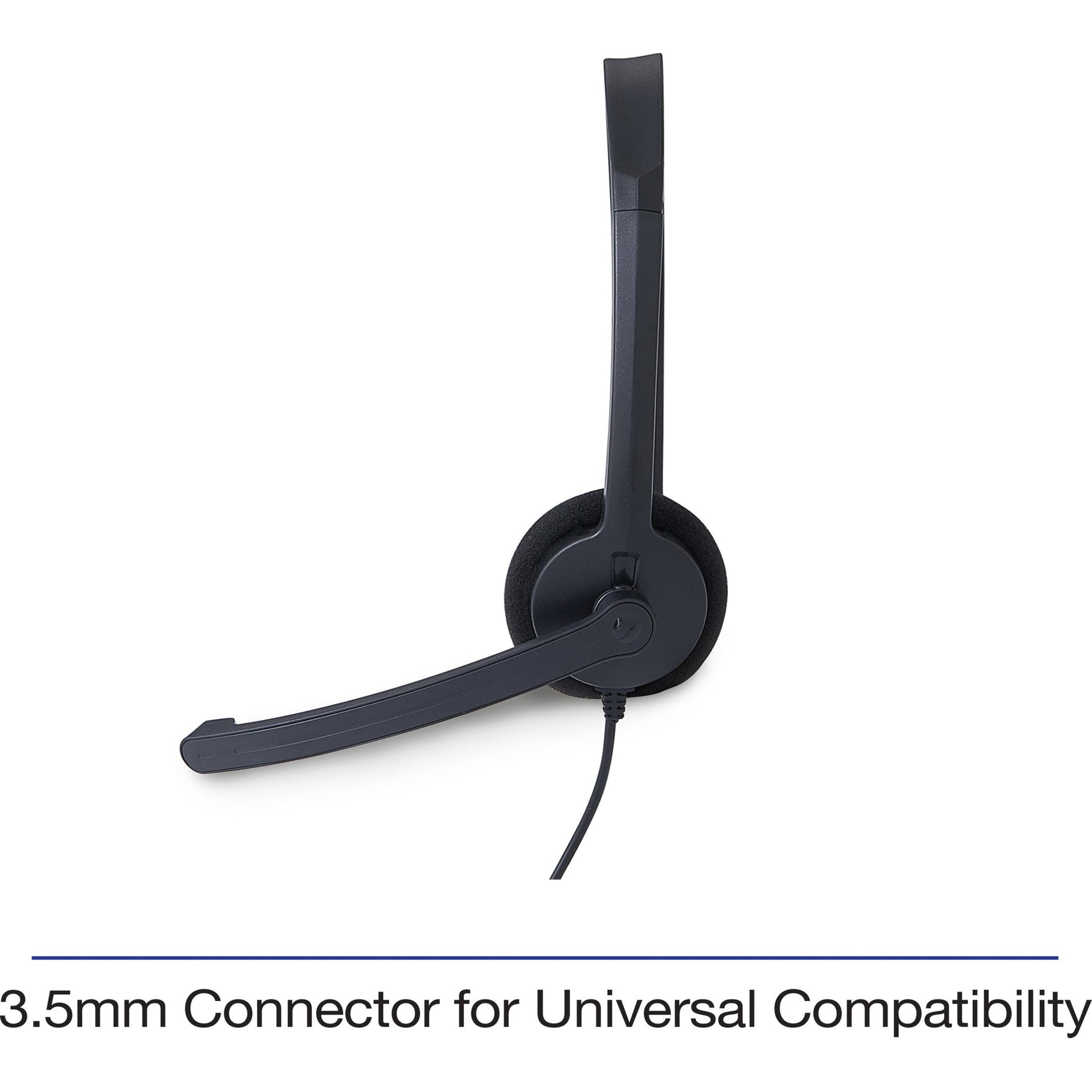 Verbatim 70722 Mono Headset with Microphone and In-Line Remote, Ergonomic Design, Rotating Microphone, Plug and Play