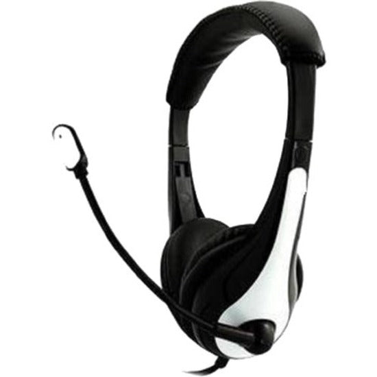 Ergoguys EG-36WHT Wired Headset with 3.5mm Plug, Black/White - Comfortable, Adjustable Headband, Durable