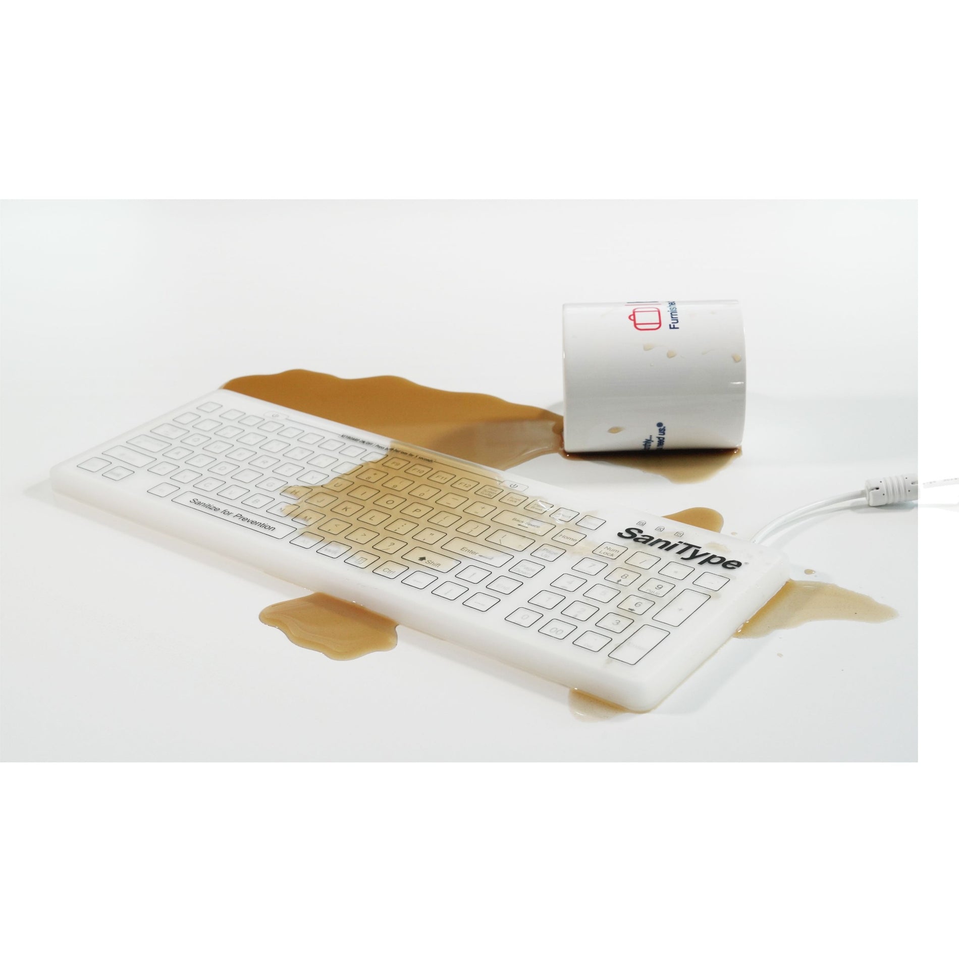 SaniType KBSTRC106SC-W "Swipe Clean" Smooth Surface Washable Keyboard, Hygienic and Sanitary Typing
