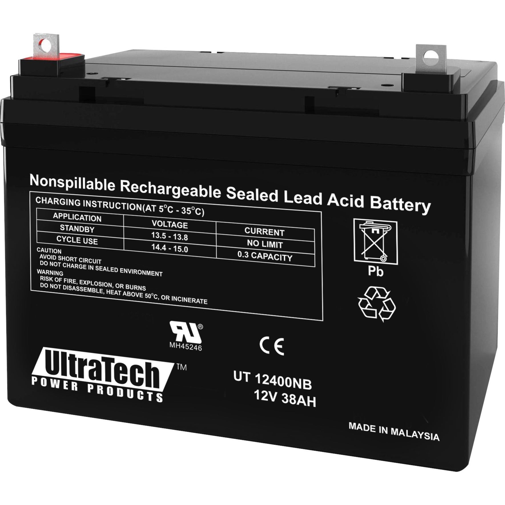 Ultratech IM-12400NB Battery, 12V DC, 40000mAh, Lead Acid, 1 Year Warranty