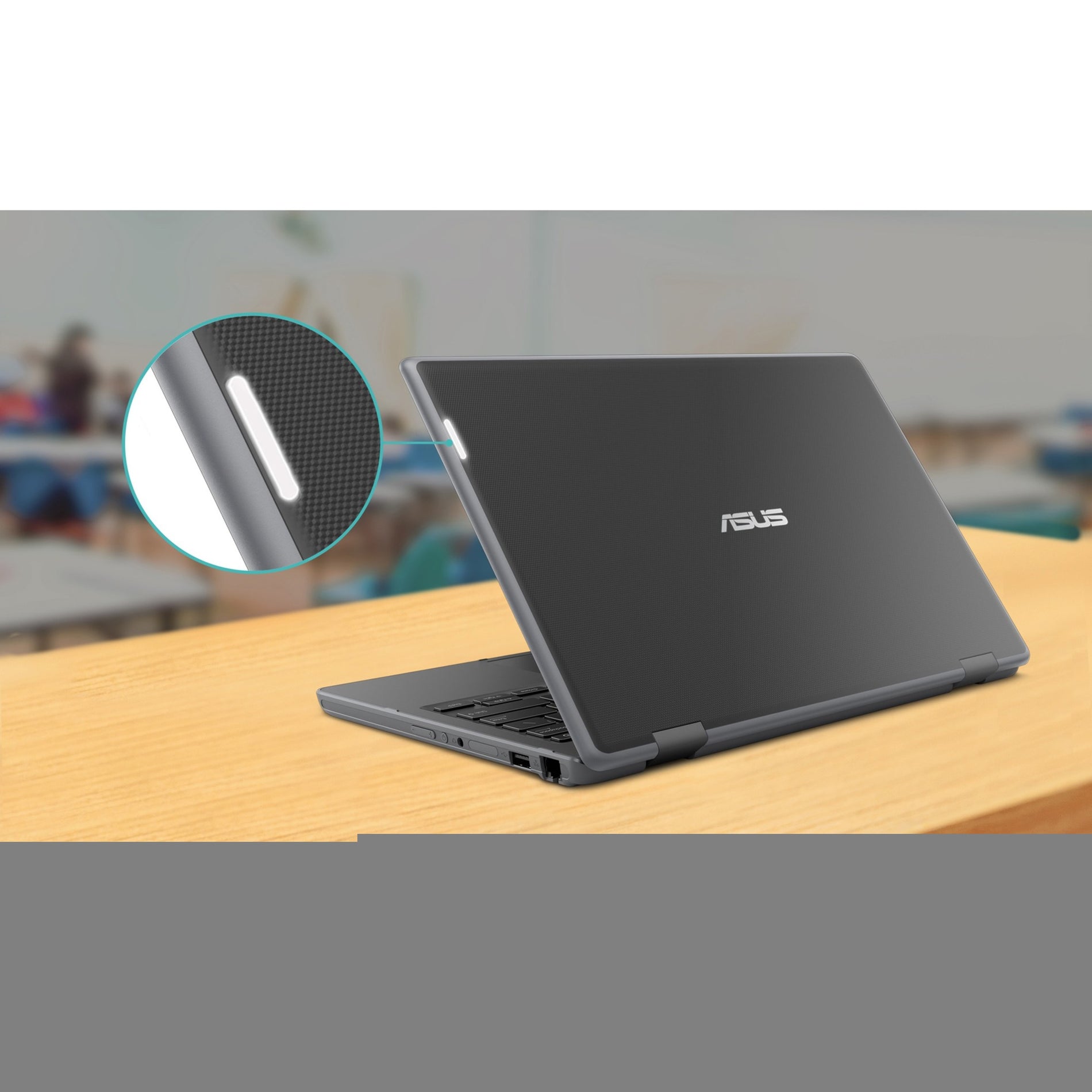 Asus BR1100CKA-XS04 BR1100C Rugged Notebook, 11.6" HD, Intel Celeron N4500, 4GB RAM, 128GB Flash Memory, Dark Gray