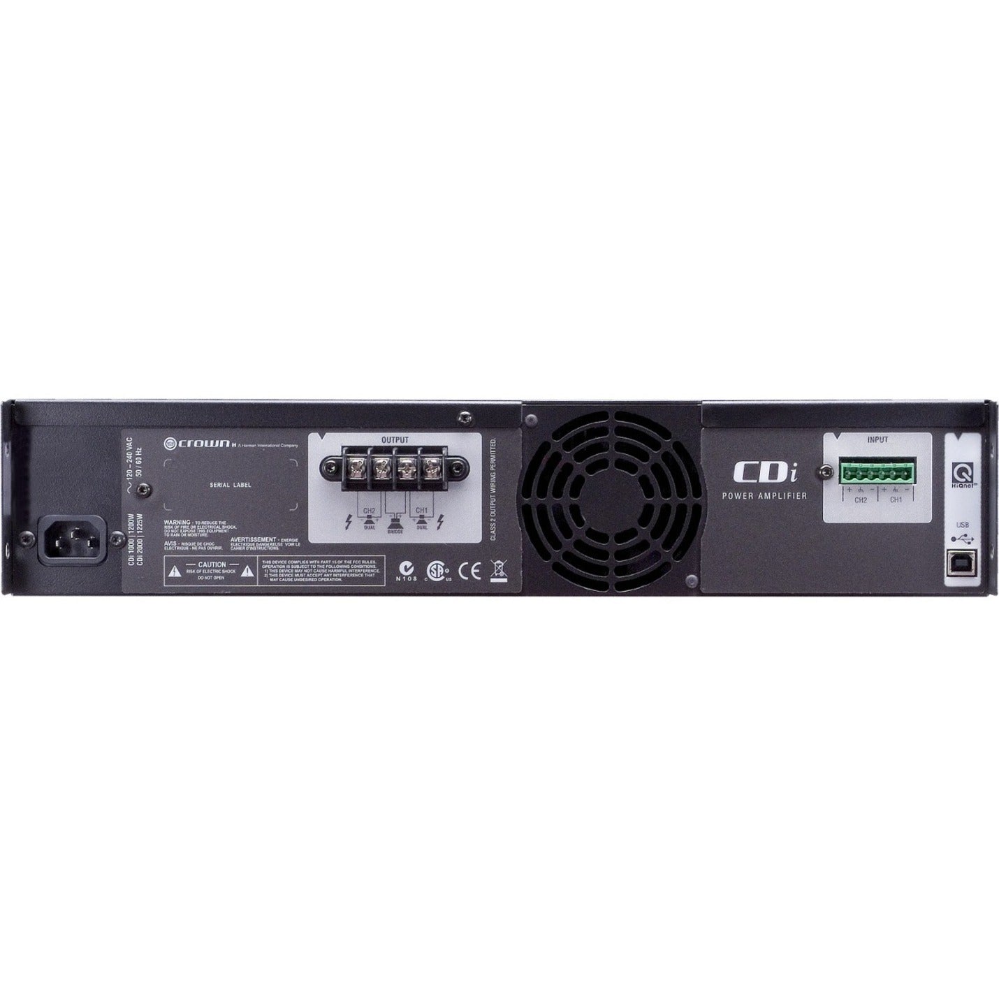 Crown NCDI2000VM 2000 Two-channel Power Amplifier, 1600W RMS, USB Connectivity