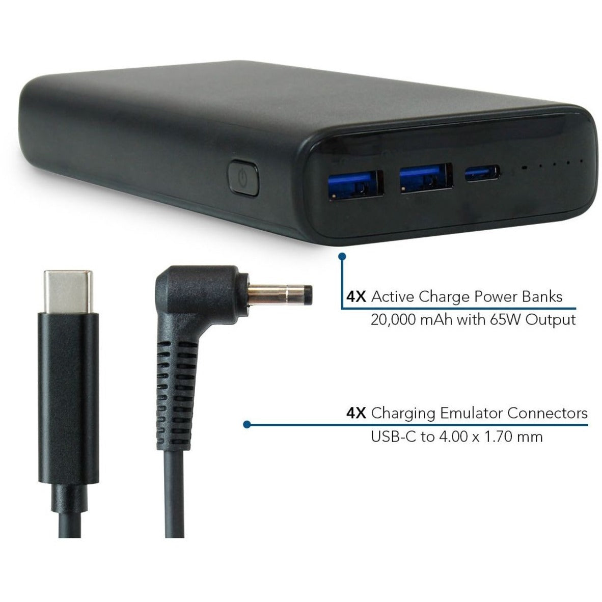 JAR Systems A4USBC2YPBN21 Adapt4 USB-C Charging Station Active Charge Upgrade with Lenovo Connectors Chromebooks Notebooks Tablets