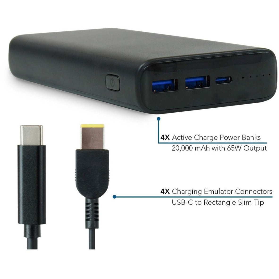 JAR Systems A4USBC2YPB11E Adapt4 USB-C Charging Station Active Charge Upgrade with Lenovo Connectors, Chromebooks, Notebooks, Tablets