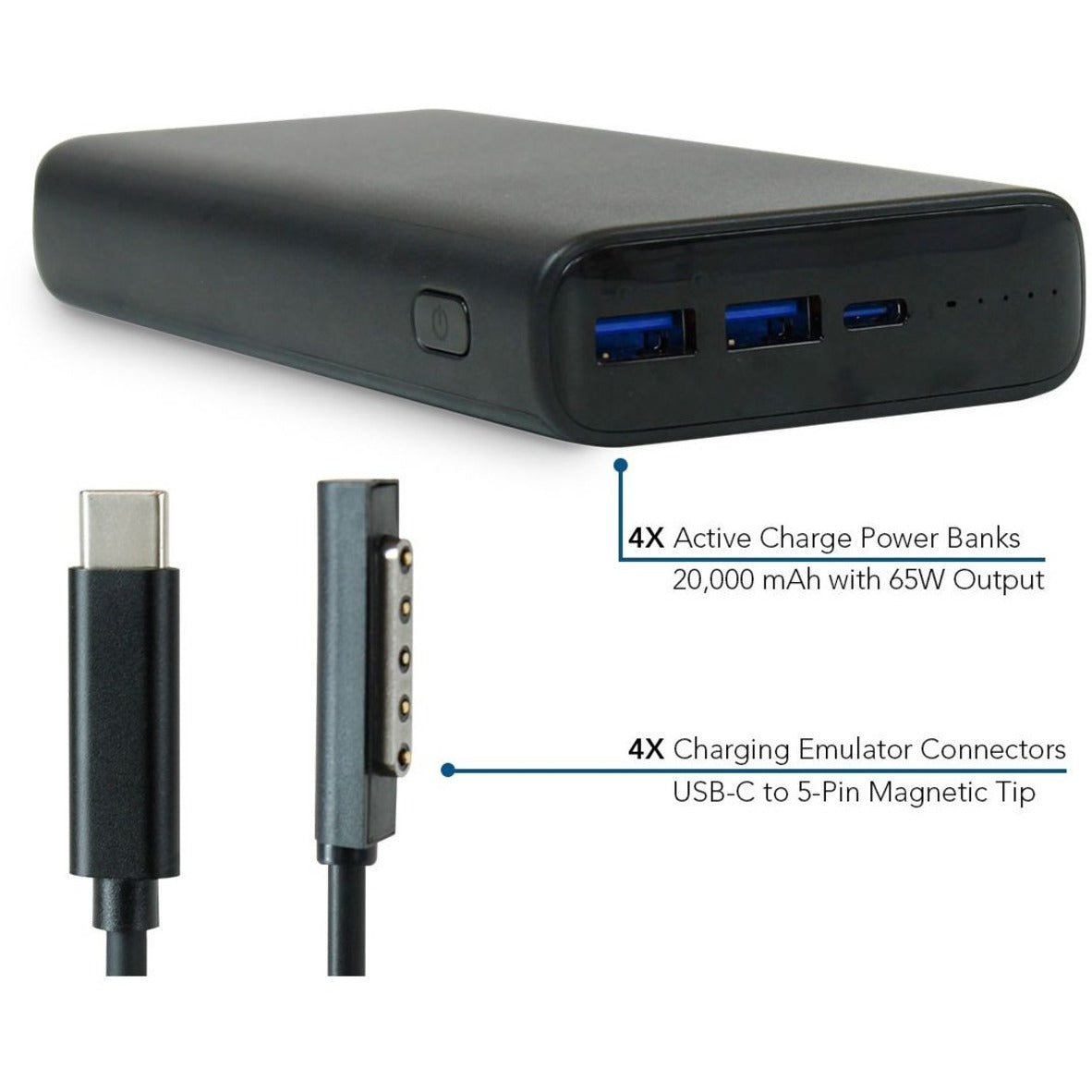 JAR Systems A4USBC2YPBSF2 Adapt4 USB-C Charging Station Active Charge Upgrade with Microsoft Connectors, Lifetime Warranty, Surface Compatibility
