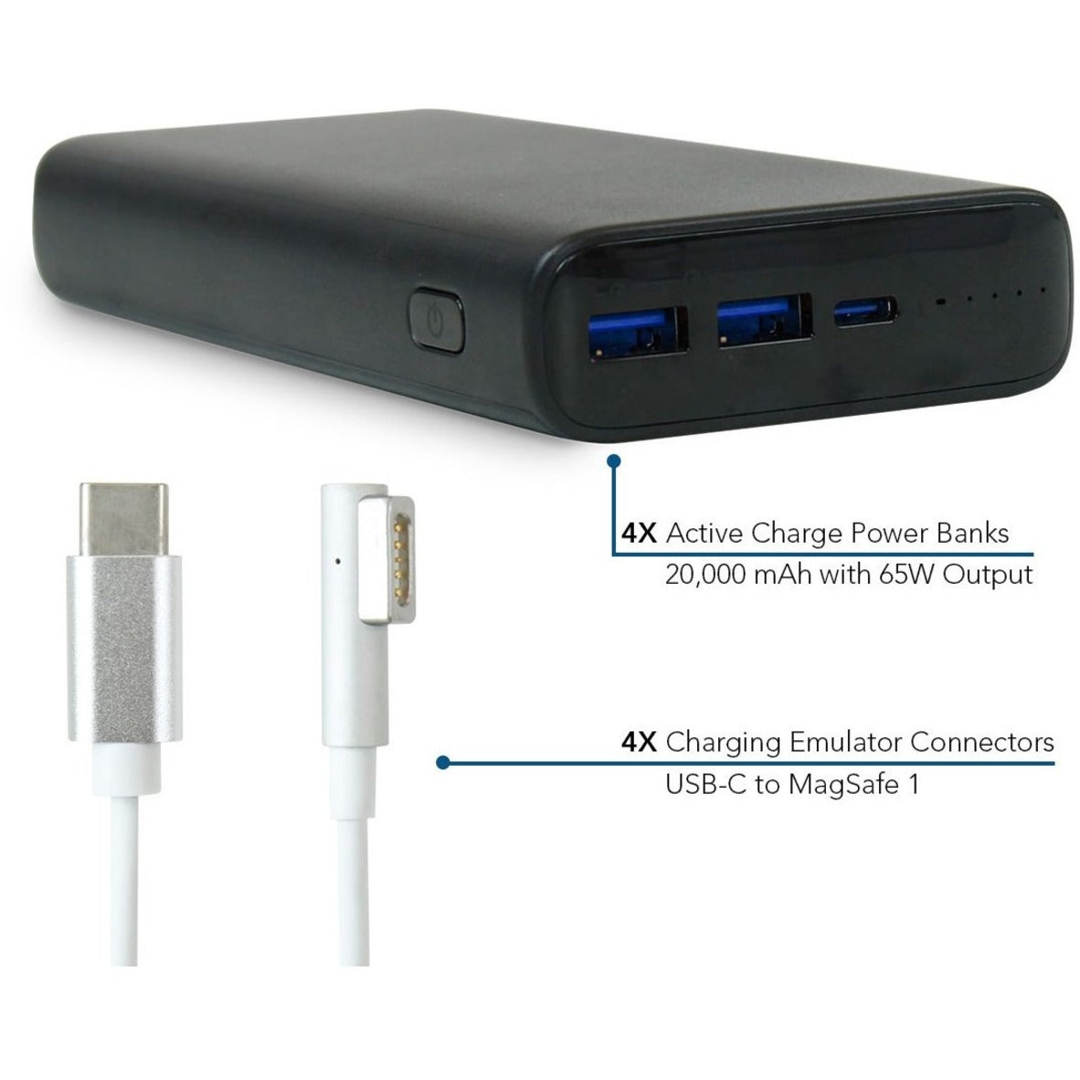 JAR Systems A4USBC2YPBMS1 Charging Kit, USB-C Charging Station & Power Banks for MacBook Computers