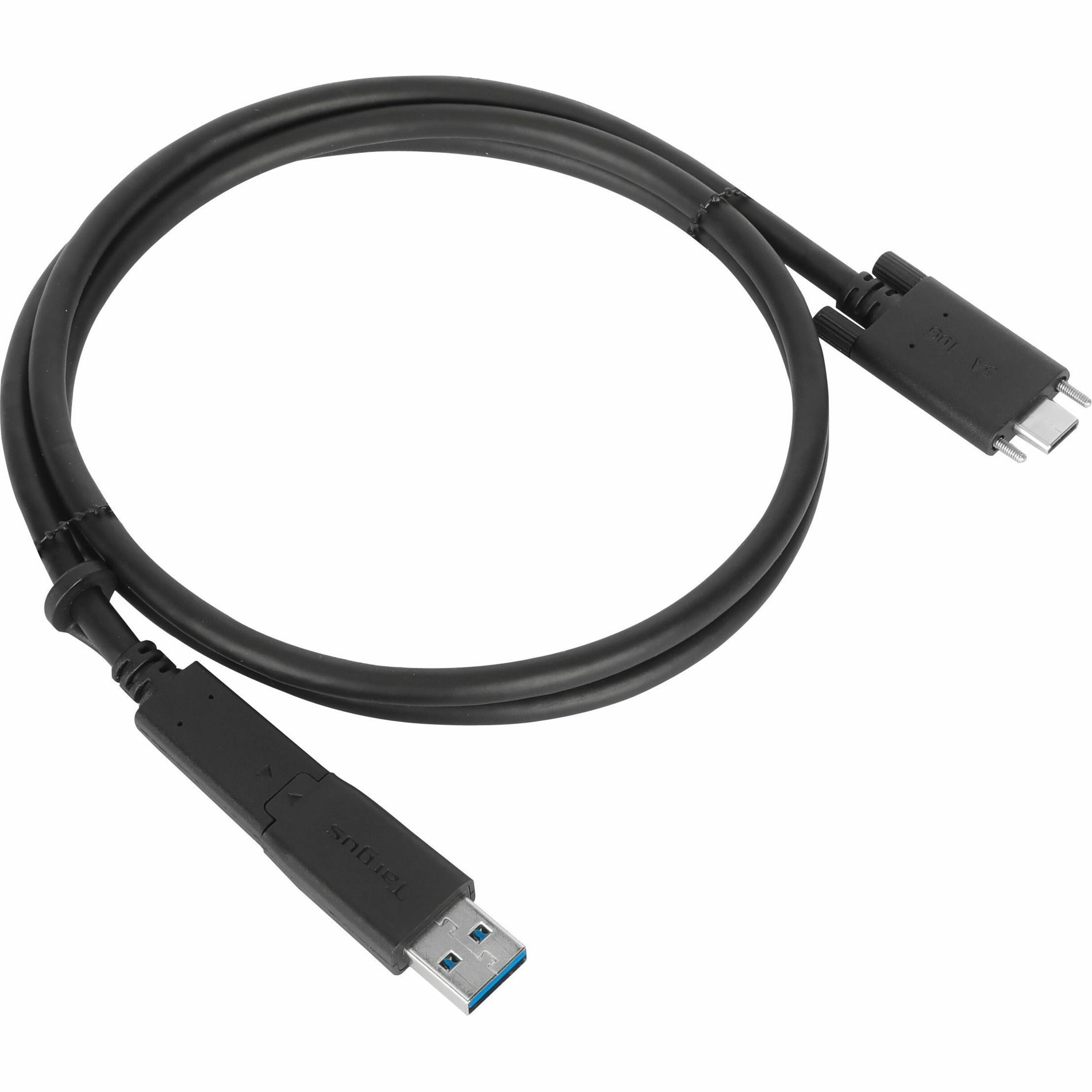 Targus ACC1133GLX 1M USB-C Male with Screw to USB-C Male Cable with USB-A Tether, Data Transfer Cable, 3.28 ft, Black