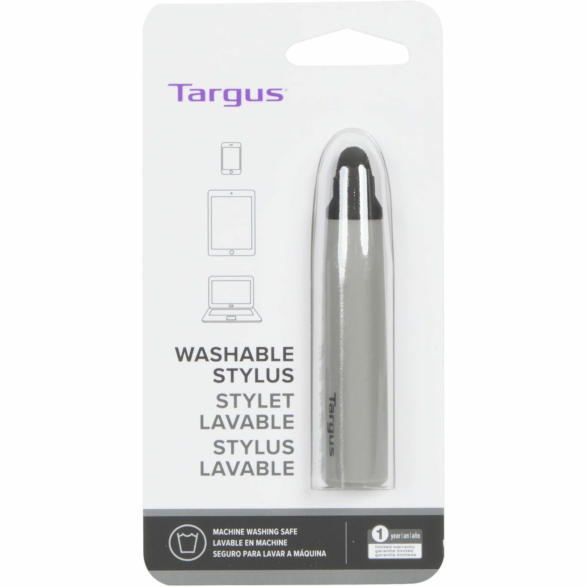 Targus AMM170GL Washable Stylus, Mobile Phone Tablet Rubber Tip, Gray