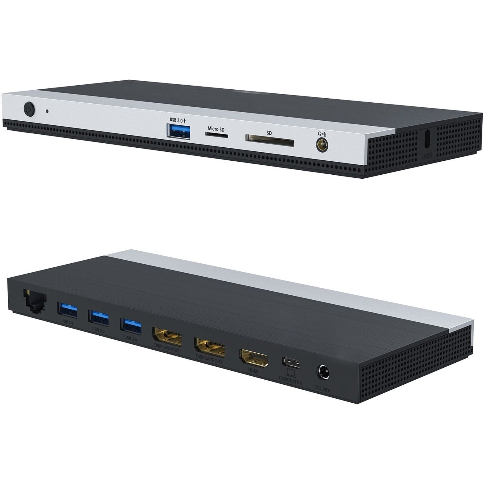 4XEM 4XUMD02 USB-C Triple Display Docking Station with Power Delivery (2 DP + 1HDMI), 4K HDMI, 2 DisplayPort, 4 USB 3.0 Ports, RJ-45 Ethernet, Headphone/Microphone Combo Port