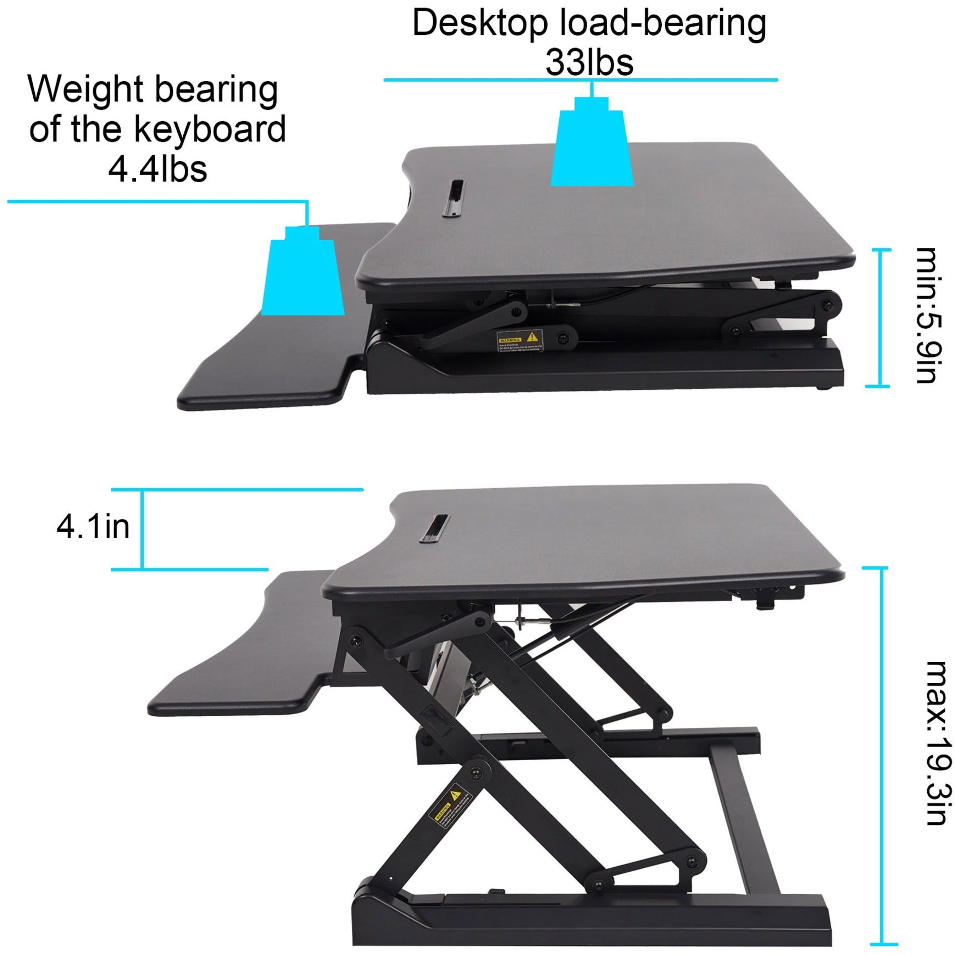 NETPATIBLES - IMSOURCING STS-DES-001-01B-NP Sit to Standing Desk Converter - Black, Durable, Pneumatic Adjustment