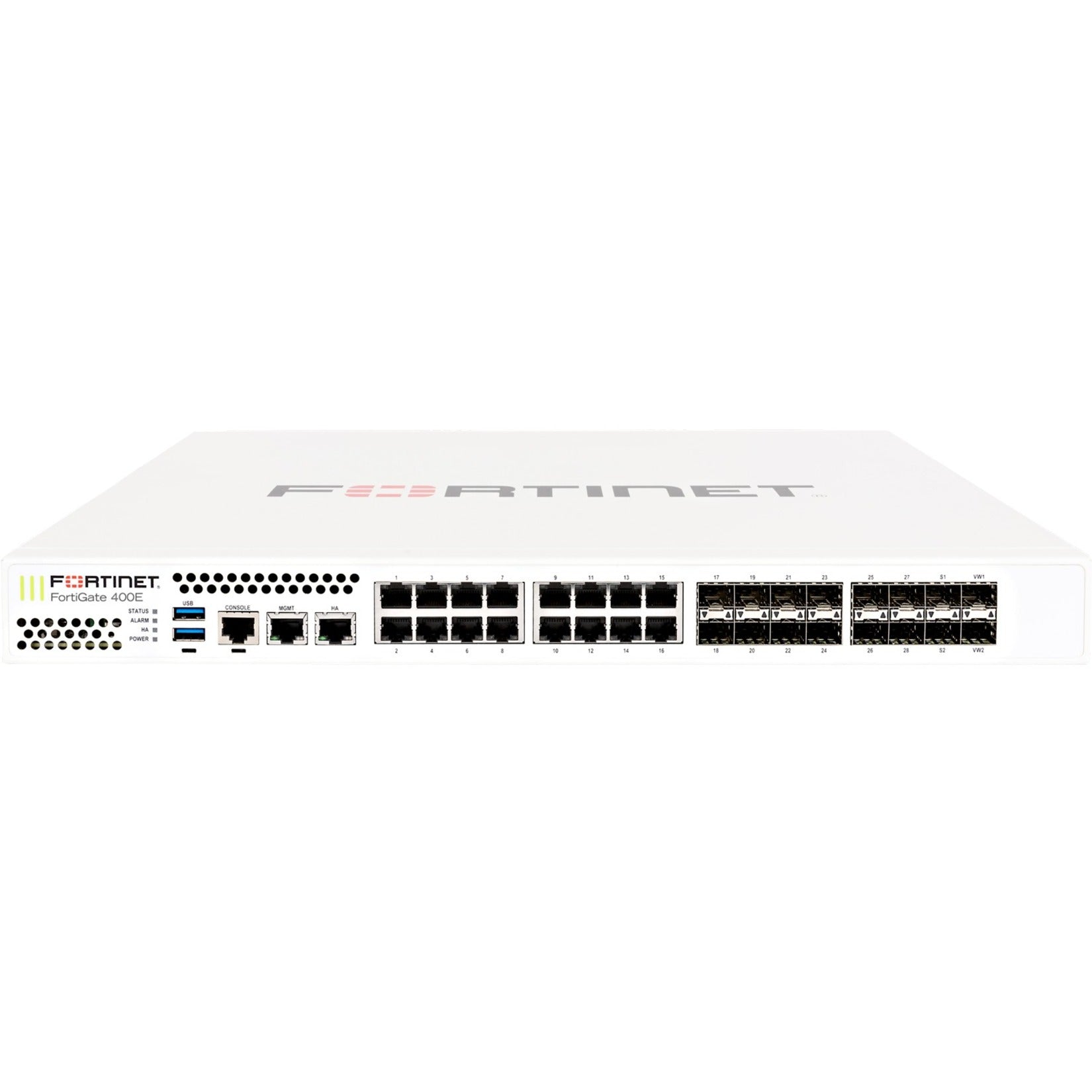 Fortinet FG-400E-BYPASS-LENC FortiGate FG-400E Network Security/Firewall Appliance, 16 SFP Slots, 18 Ports, AES (256-bit), Gigabit Ethernet, 1U Rack-mountable
