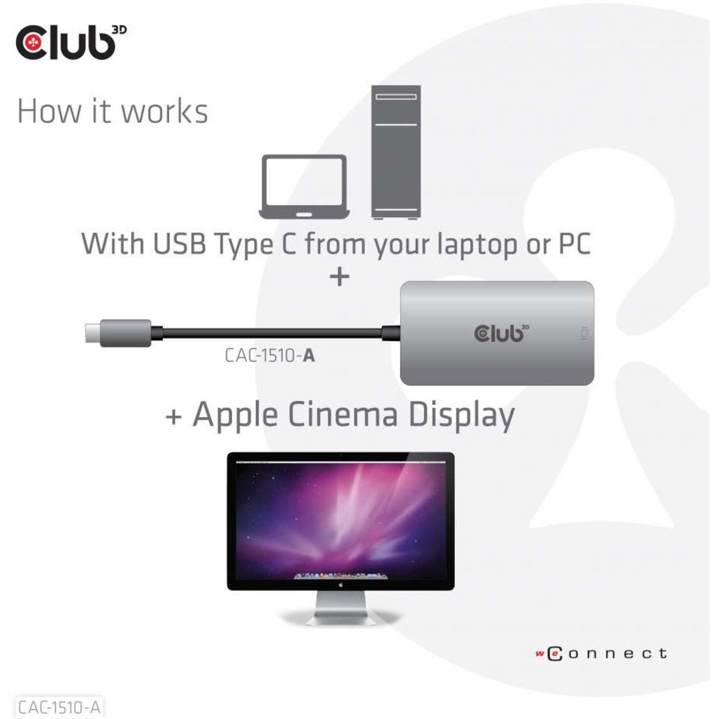 Club 3D CAC-1510-A DVI-D/USB-C Video Adapter Reversible Active 3840 x 2160 Auflösung Unterstützt