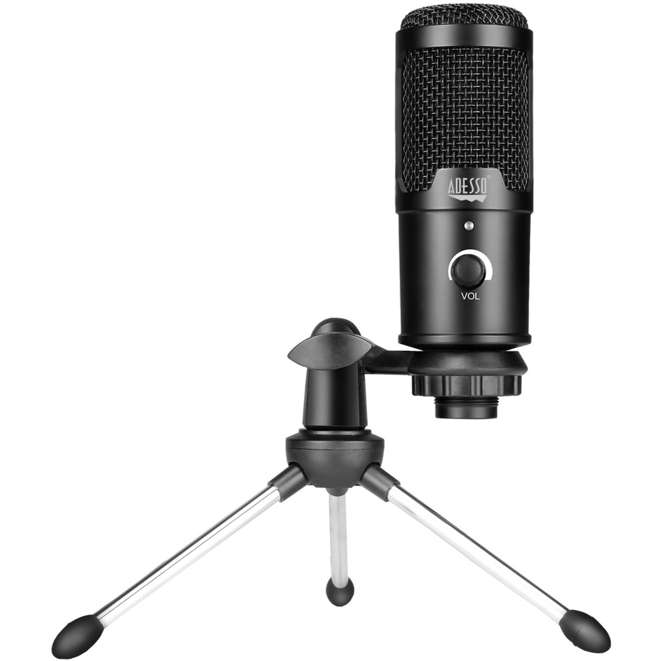 Adesso Xtream M4 Wired Condenser Microphone, Uni-directional Cardioid, USB Connectivity, Volume Control