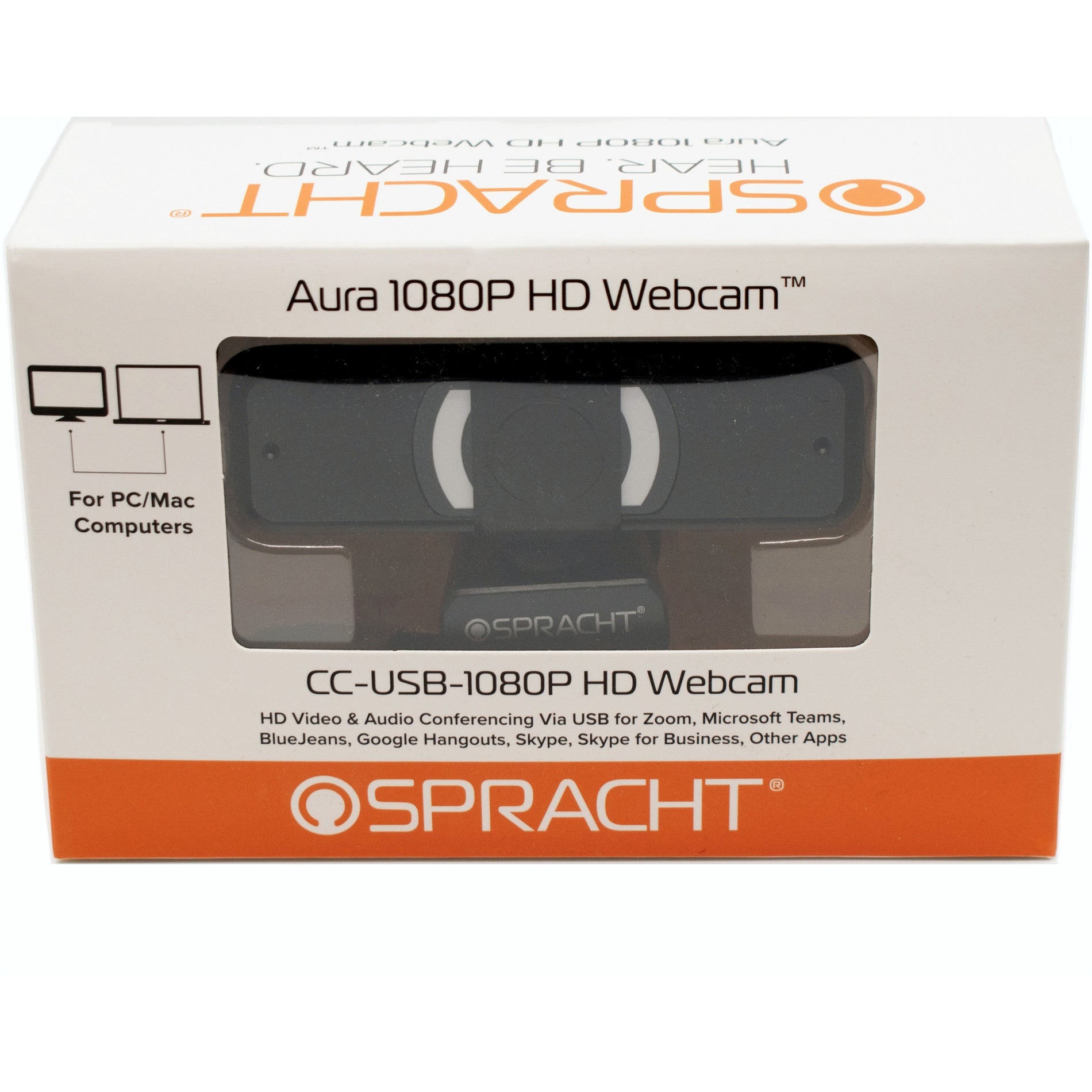 Spracht CC-USB-1080P Webcam, USB, 1920 x 1080 Video, Built-in Microphone