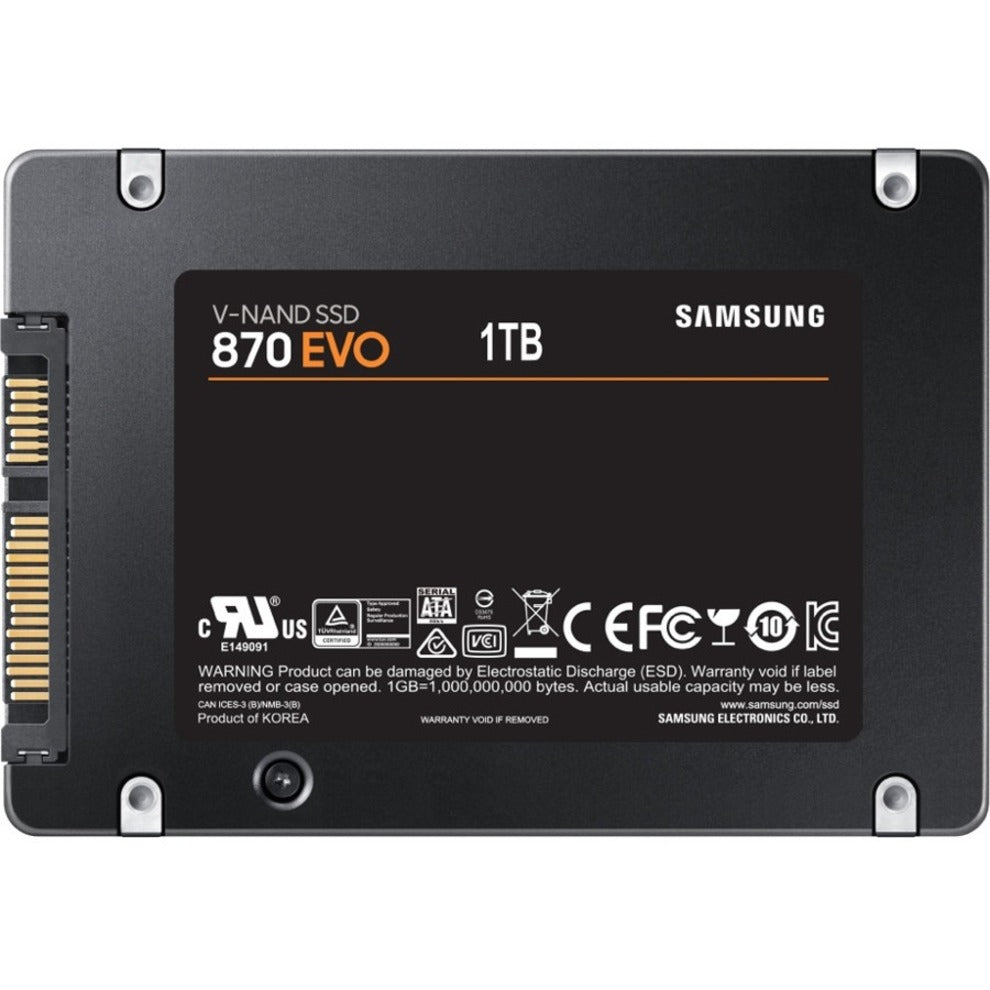 Samsung MZ-77E1T0E 870 EVO 1TB 2.5" SATA III Client SSD For Business, 5-Year Warranty