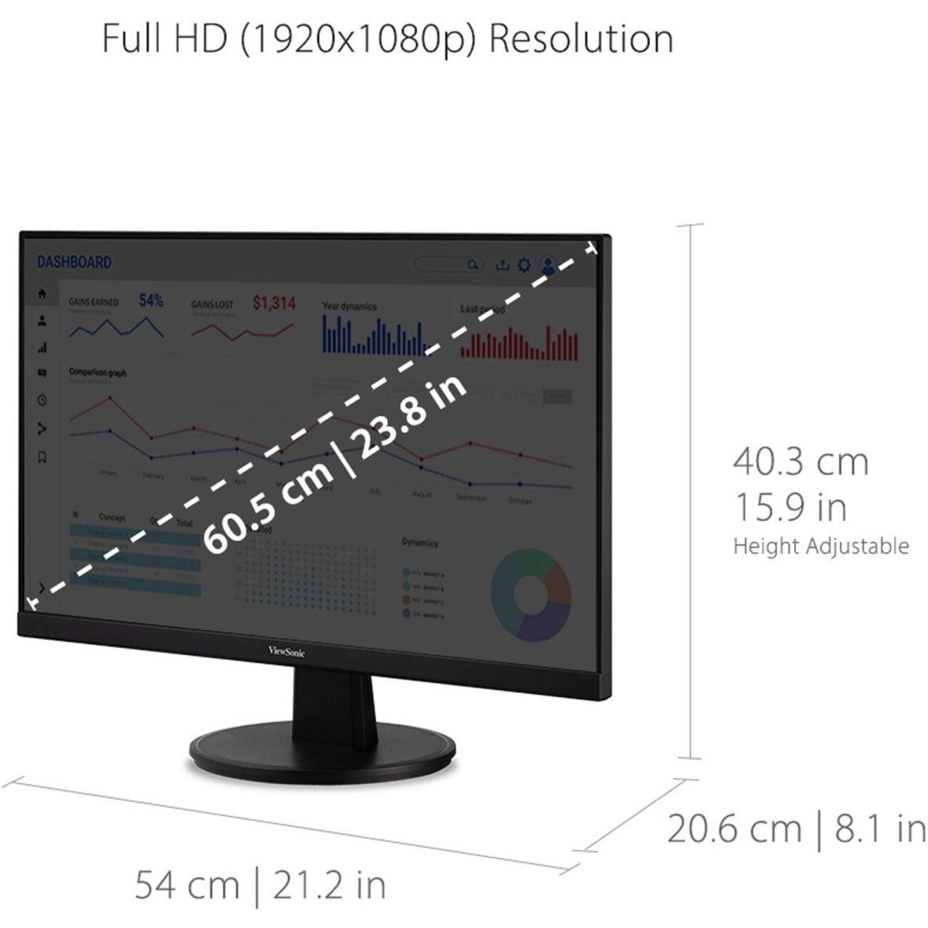 ViewSonic VA2447-MH 24" MVA Monitor with HDMI and VGA, Full HD, 1920 x 1080 Resolution