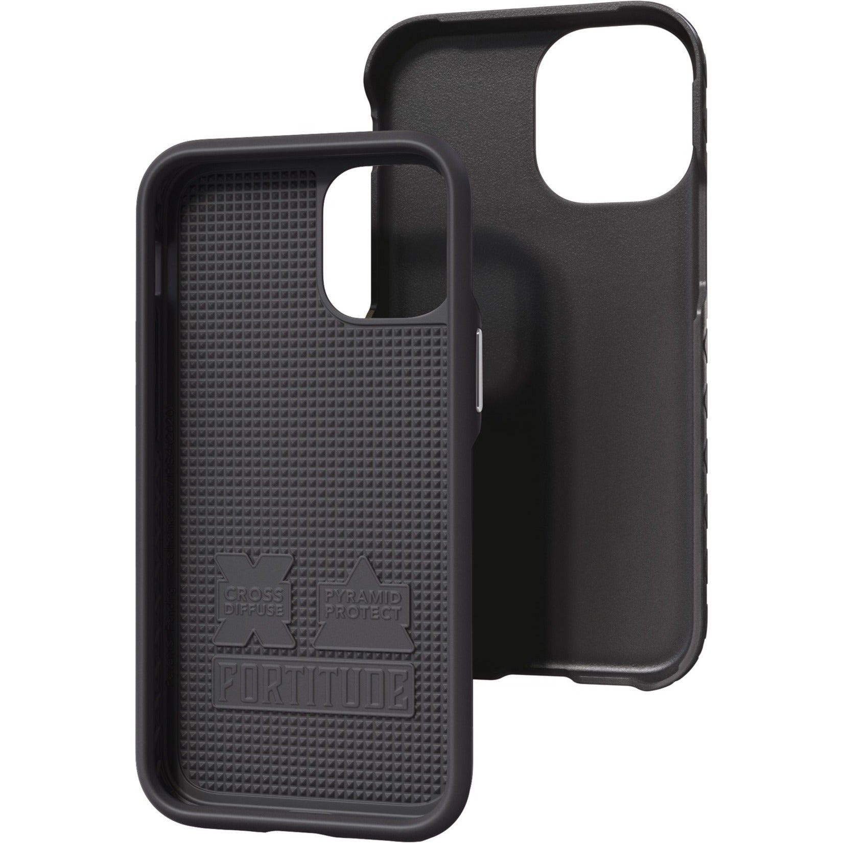 Cellhelmet C-FORT-i5.4-2020-OB Fortitude Series for iPhone 12 Mini (Onyx Black), Rugged Case with Cross Pattern