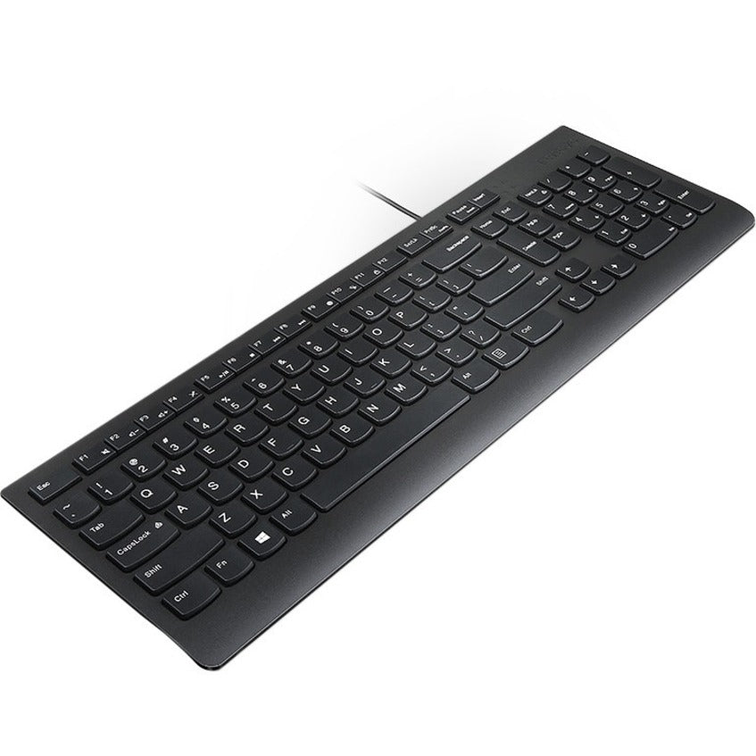 Lenovo 4Y41C68642 Essential Wired Keyboard (Black), Low-profile Keys, Full-size Keyboard, Adjustable Tilt, Quiet Keys, Spill Resistant