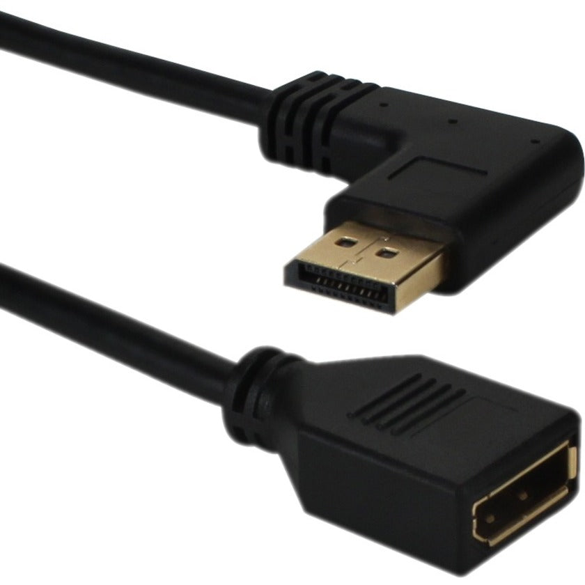 QVS DPXLF-0.5F 0.5ft Left-Angle DisplayPort Male to Female UltraHD 4K Flex Adaptor, Corrosion Resistant, Bend Resistant, Gold Plated