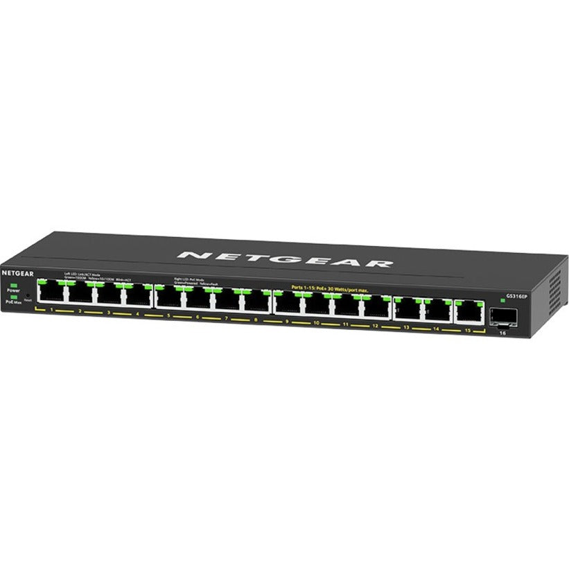 Netgear GS316EP-100NAS GS316EP Ethernet Switch, 16-Port PoE+ Gigabit Plus Switch