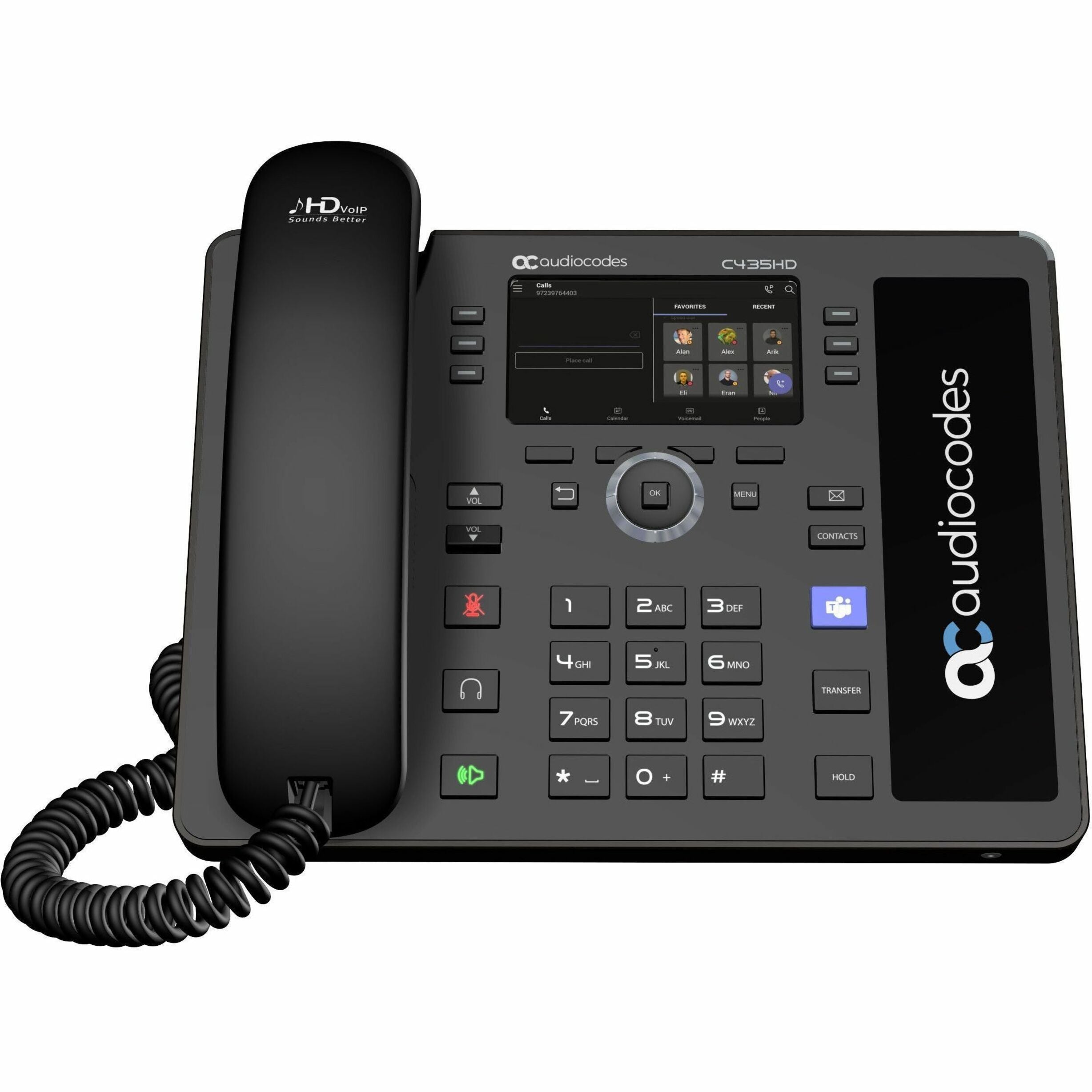 AudioCodes TEAMS-C435HDPS-R Teams C435HD-R IP-Phone PoE GbE, with an external power supply, black