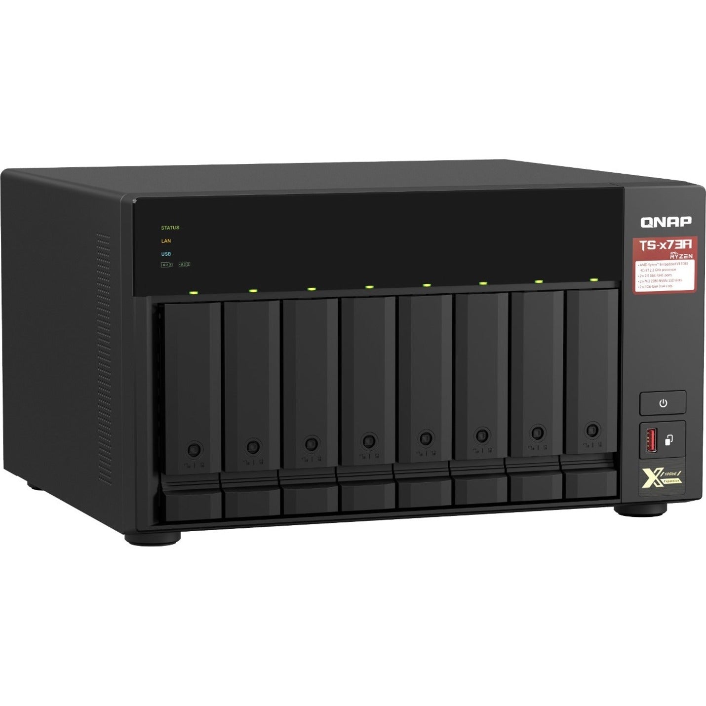 QNAP TS-873A-8G-US TS-x73A NAS Storage System, 8GB RAM, 8-Bay, Ryzen V1500B, 2.2GHz, 2.5GbE Ethernet