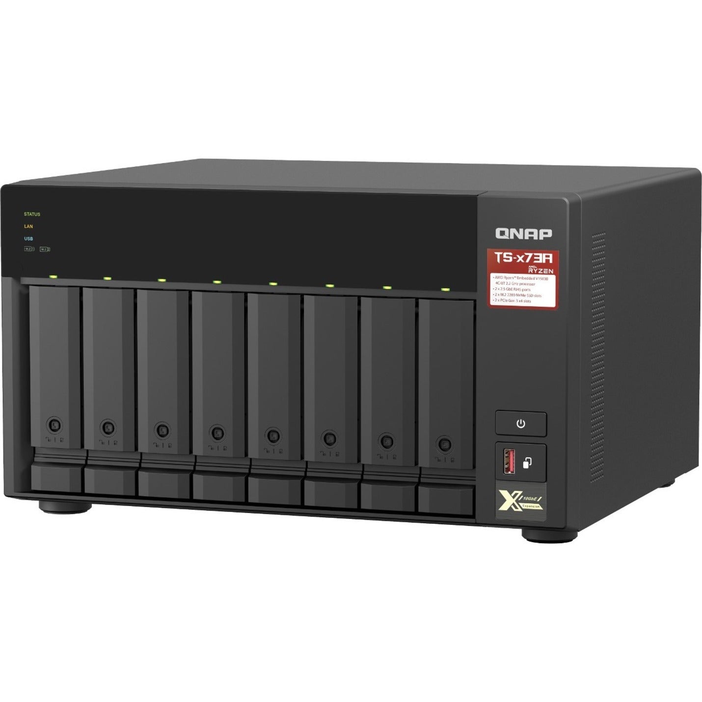 QNAP TS-873A-8G-US TS-x73A NAS Storage System, 8GB RAM, 8-Bay, Ryzen V1500B, 2.2GHz, 2.5GbE Ethernet