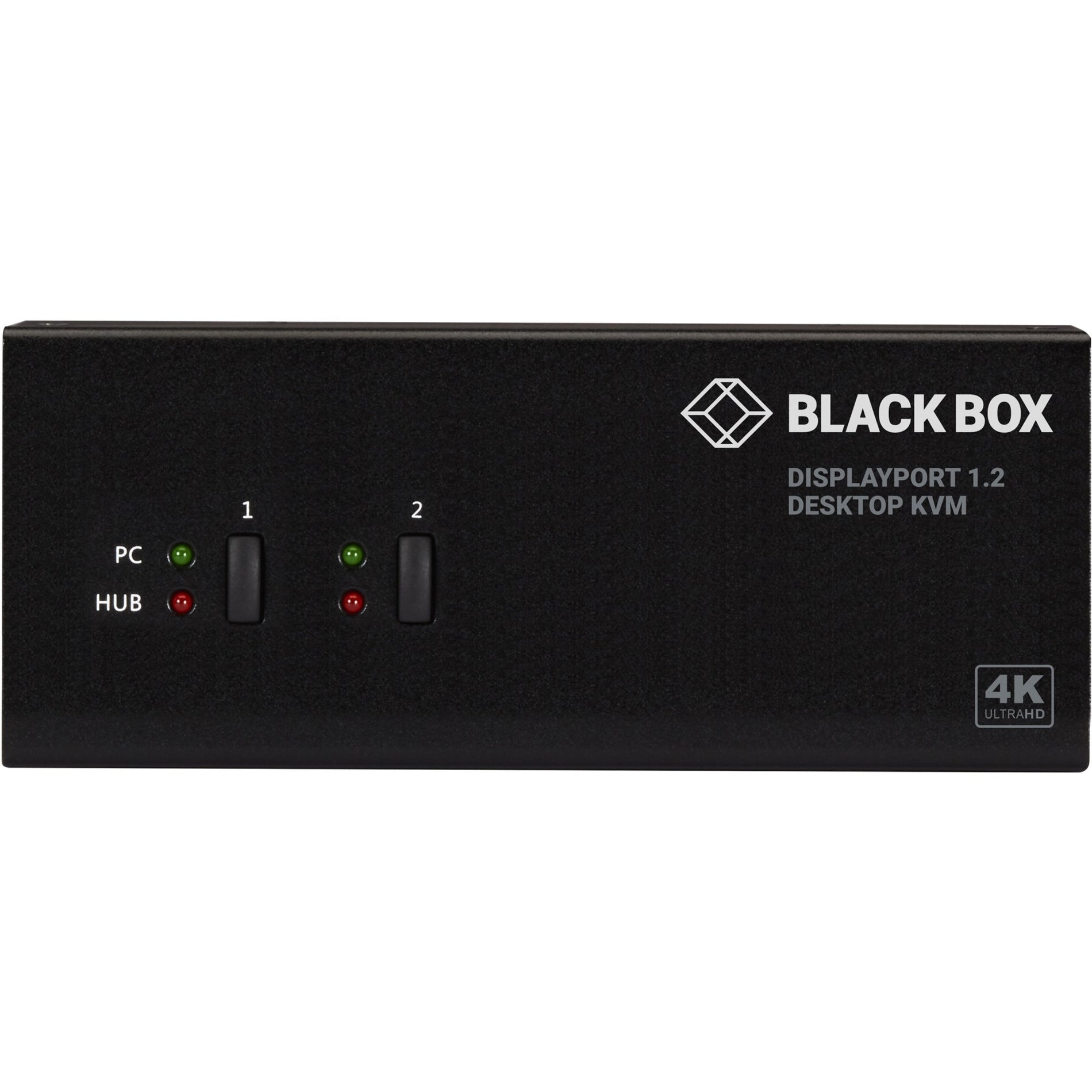 Black Box KV6222DP KVM Switch - Dual-Monitor, DisplayPort 1.2, 4K 60Hz, USB 3.0 Hub, Audio, Share Two 4K Displays with Two Computers