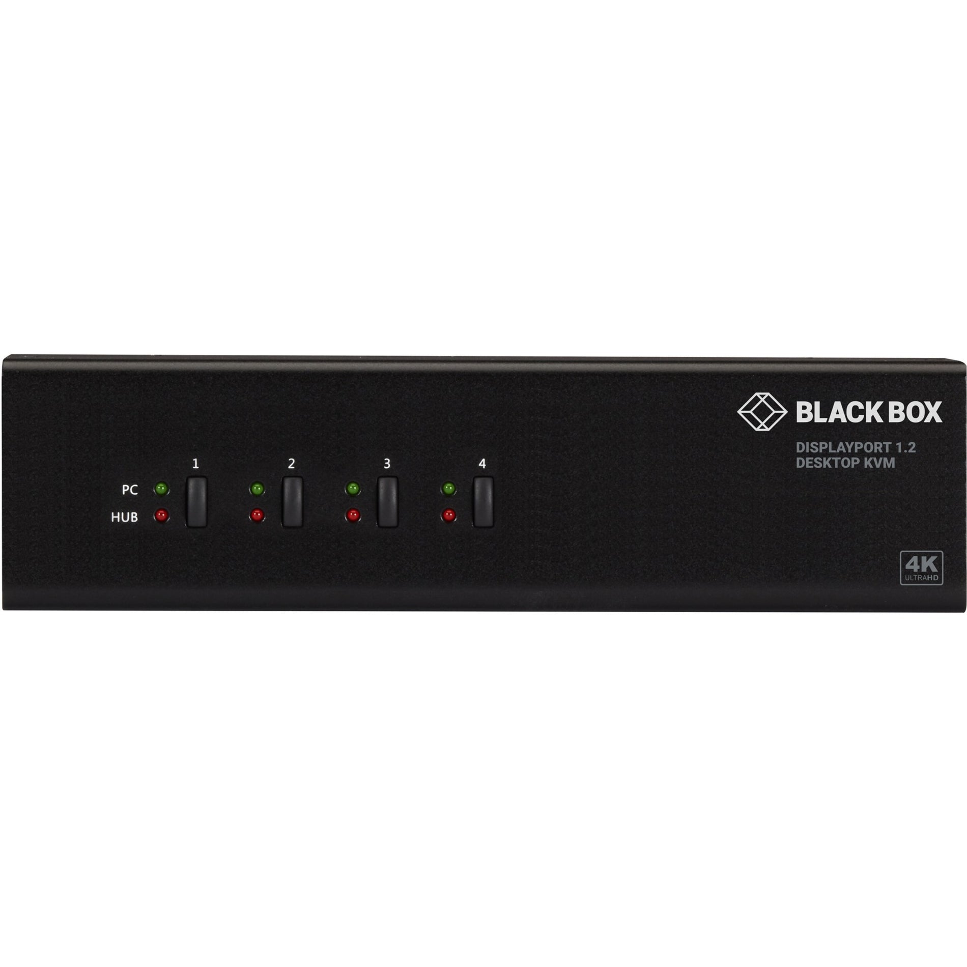 Black Box KV6224DP KVM Switch - Dual-Monitor, DisplayPort 1.2, 4K 60Hz, USB 3.0 Hub, Audio, Share Two 4K Displays with Four Computers