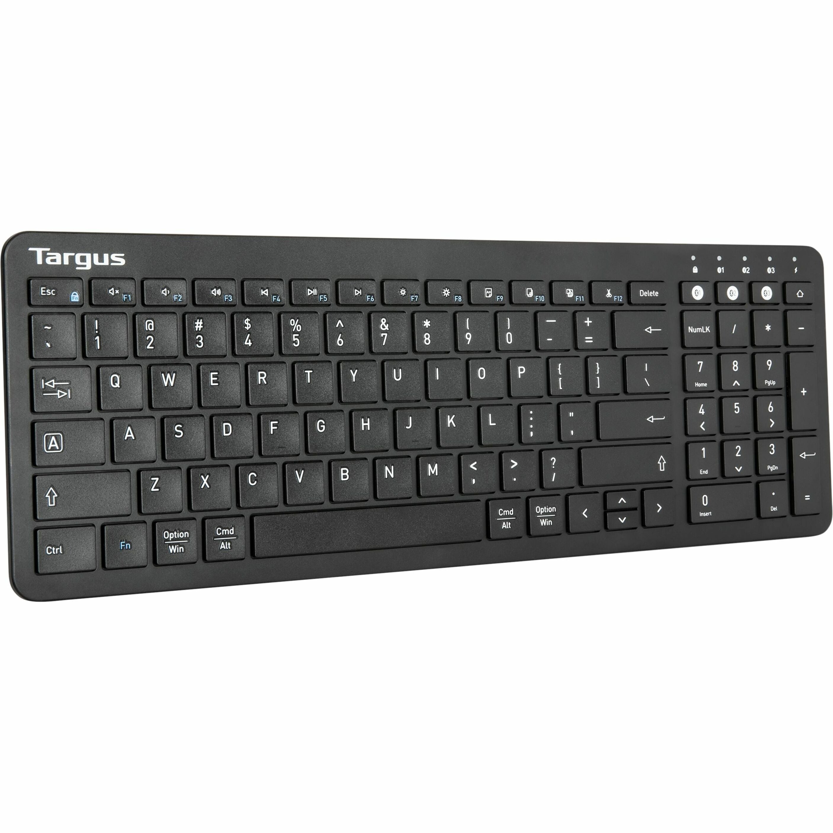 Targus AKB863US Midsize Multi-Device Wireless Keyboard w/Antimicrobial DefenseGuard, Slim, Multi-host Support, Ergonomic, Rechargeable Battery