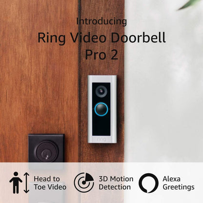 Ring Pro Video Doorbell Wireless, HD+ 1536p Camera, Alexa