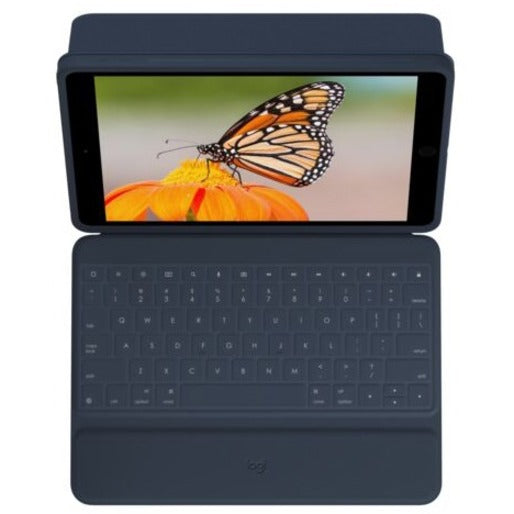 Logitech 920-009320 Rugged Combo 3 for iPad (7th and 8th generation) - Blue, Slim and Secure Case for Classroom Use