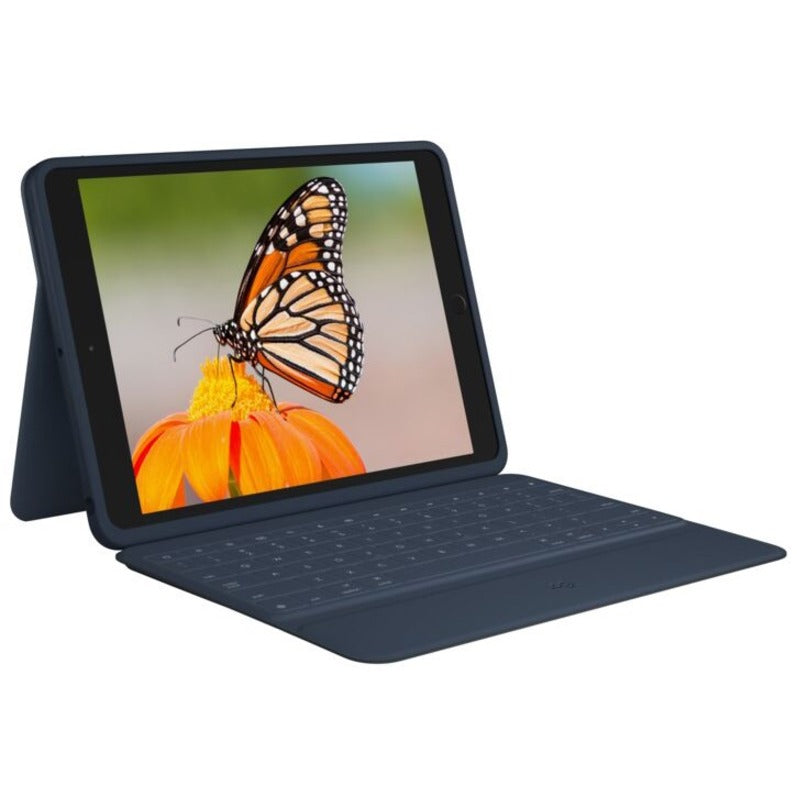 Logitech 920-009320 Rugged Combo 3 for iPad (7th and 8th generation) - Blue, Slim and Secure Case for Classroom Use
