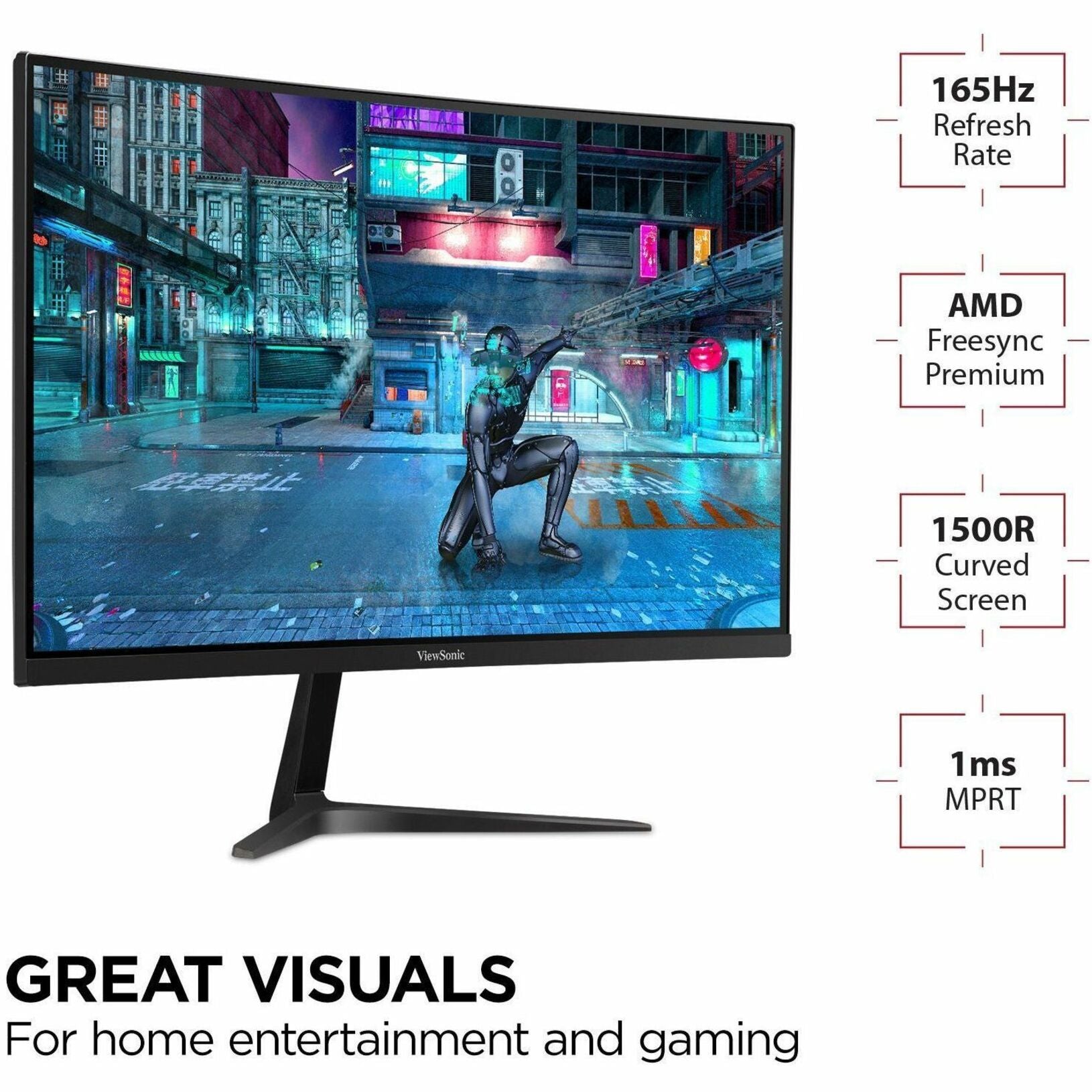 ViewSonic VX2718 27 Zoll Curved Gaming Monitor - 165Hz, 1ms, Adaptive Sync
