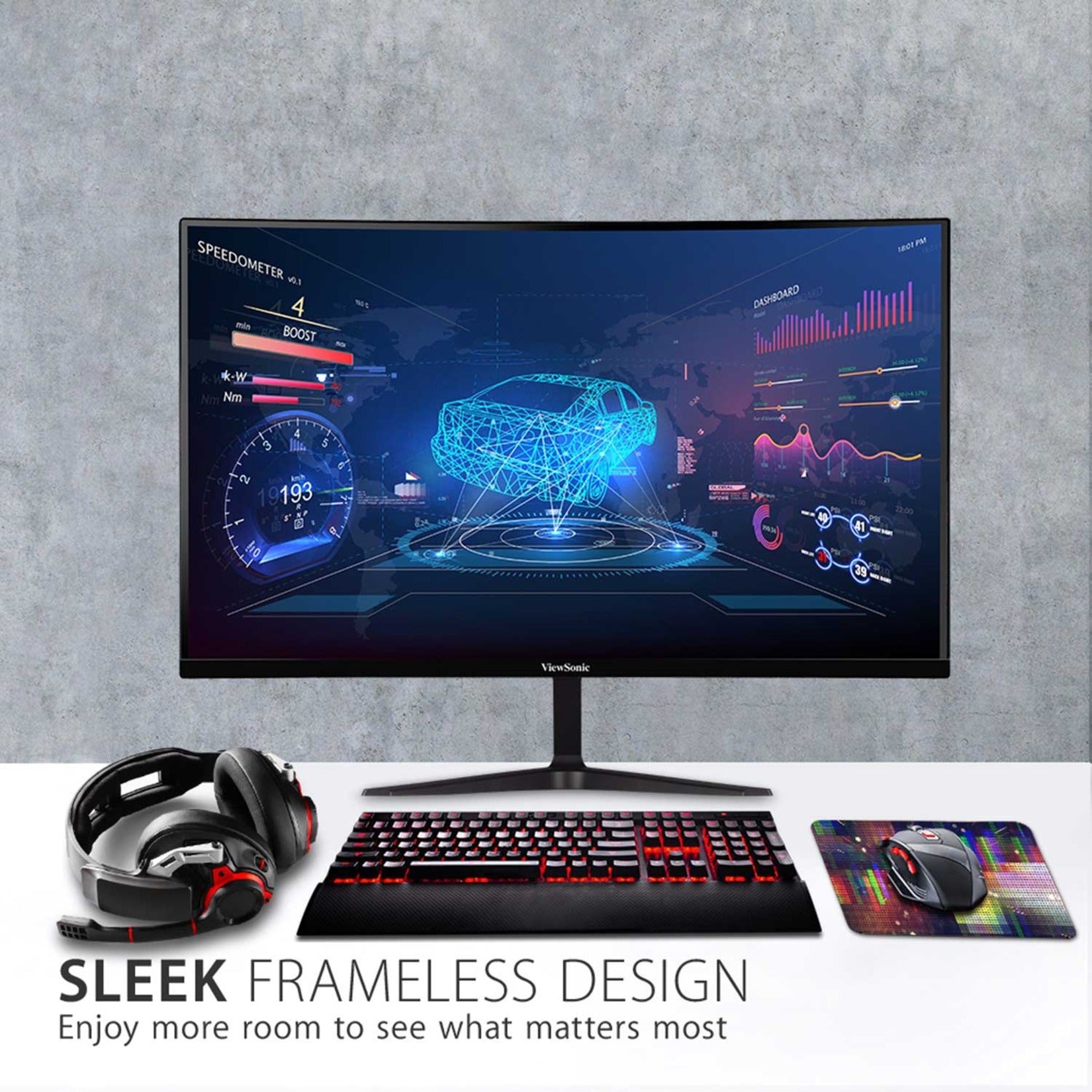 ViewSonic VX2718-PC-MHD 27" Curved Gaming Monitor, 165Hz, 1920x1080 Resolution, 1ms Response Time