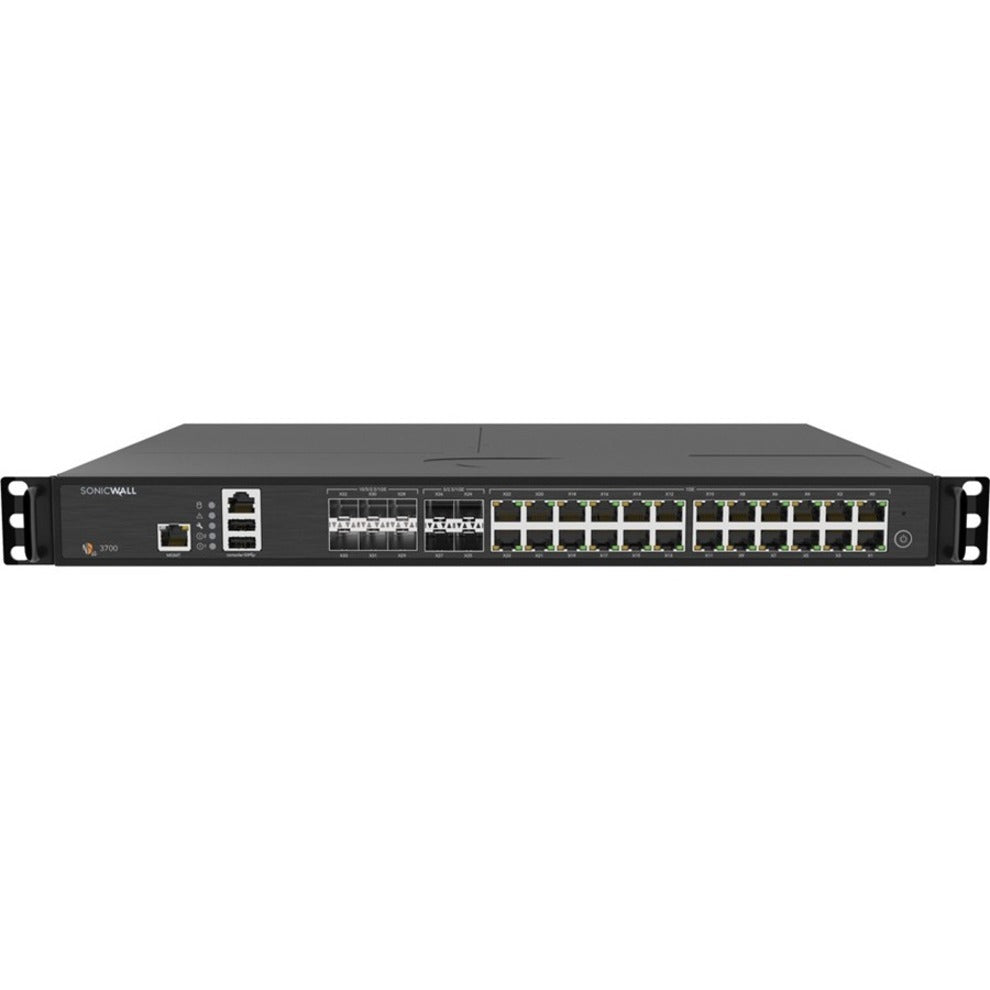 SonicWall 02-SSC-4326 NSA 3700 Network Security/Firewall Appliance, 24 Ports, 10 SFP+ Slots, AES Encryption, DDoS Protection