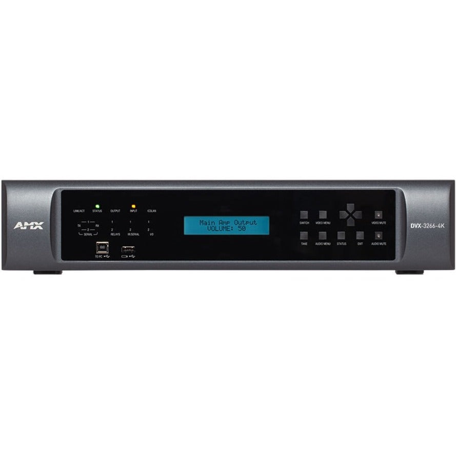AMX AMX-FG1906-0402 DVX-3266-4K-TAA Audio/Video Switchbox, 4K, TAA Compliant, USB, HDMI In/Out, 6 USB Ports, RJ-45 Connectivity