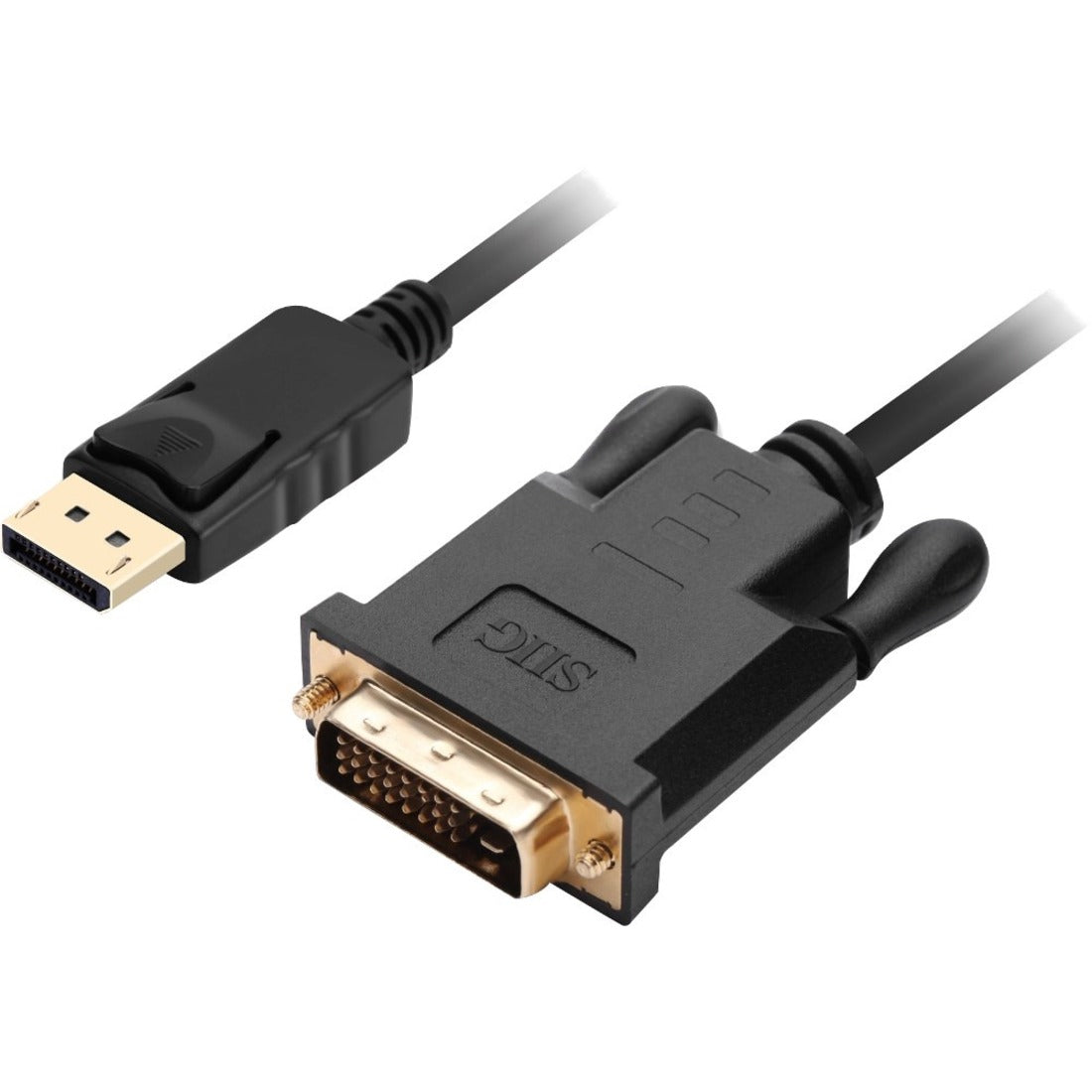 SIIG CB-DP1V12-S1 DisplayPort to DVI 6ft Cable, Plug & Play, Triple Shielded, Gold-Plated Connectors