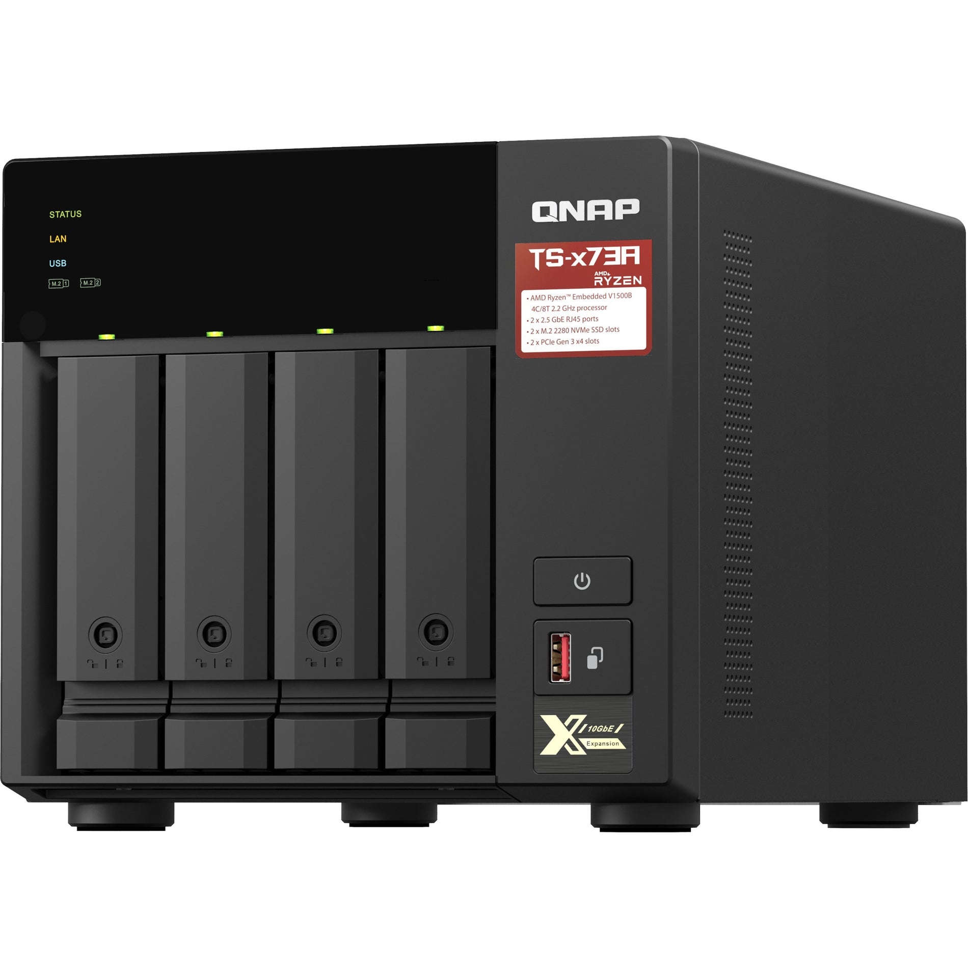 QNAP TS-473A-8G-US TS-x73A SAN/NAS Storage System, Quad-core Ryzen V1500B, 8GB DDR4, 4-Bay, 2.5GbE Ethernet, QTS 4.5.1
