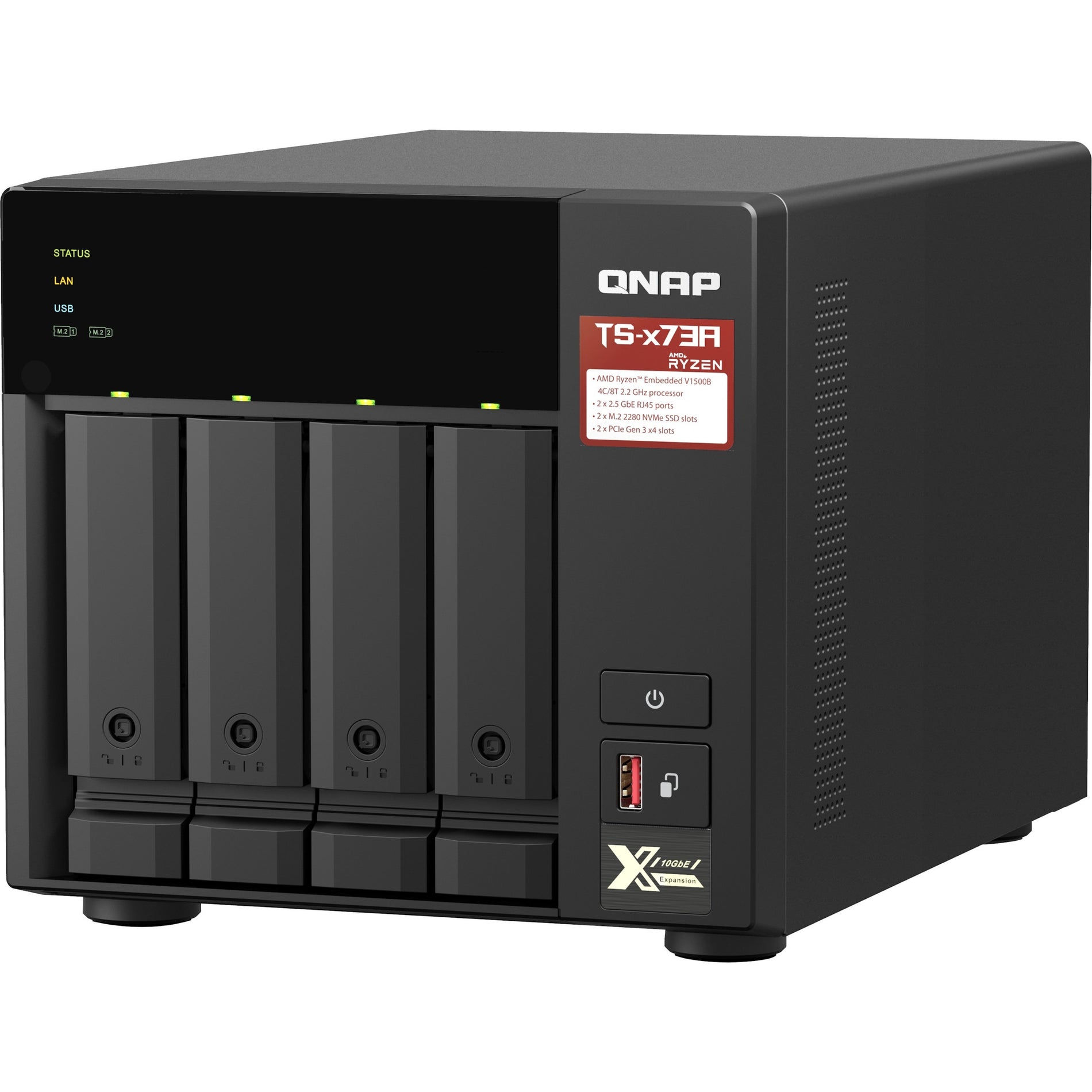 QNAP TS-473A-8G-US TS-x73A SAN/NAS Storage System, Quad-core Ryzen V1500B, 8GB DDR4, 4-Bay, 2.5GbE Ethernet, QTS 4.5.1