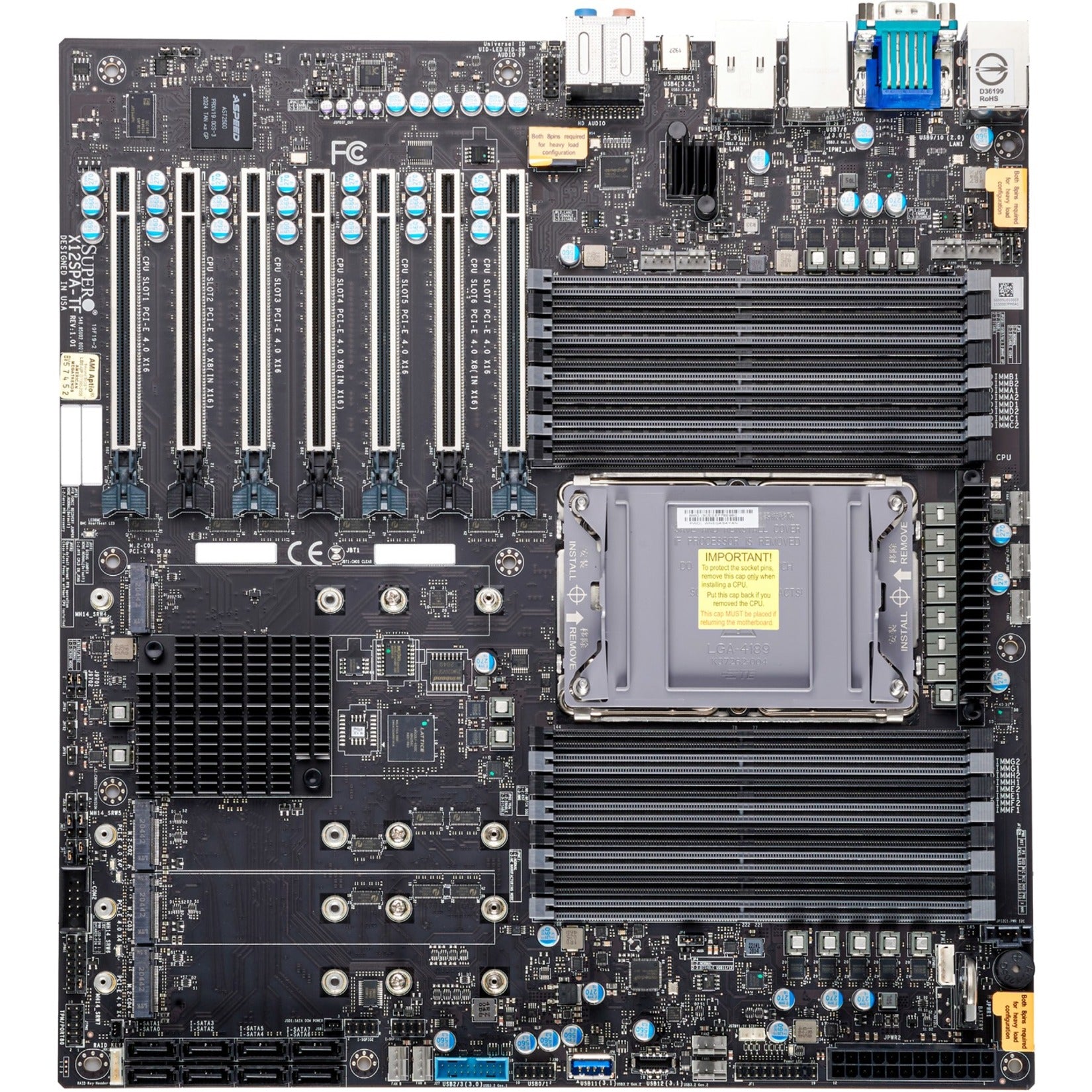 Supermicro MBD-X12SPA-TF-B X12SPA-TF Workstation Motherboard, Intel Xeon, 16DIMM DDR4, PCI-E M.2