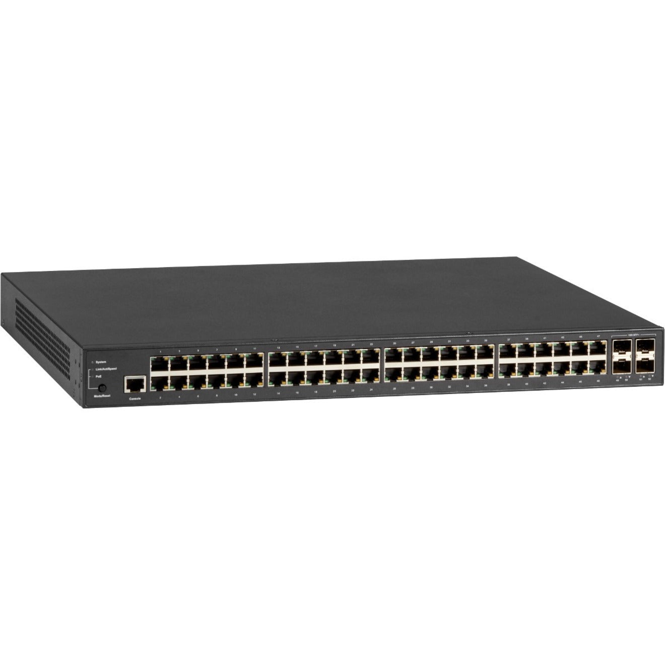 Black Box LPB3052A LPB3000 Ethernet Switch, 48 Port Gigabit Ethernet PoE+, 4 Port 10 Gigabit Ethernet SFP+ Expansion Slot, 740W PoE Budget