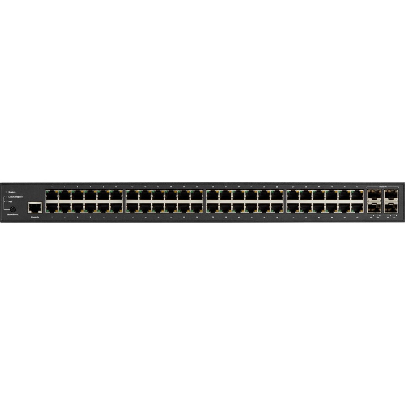 Black Box LPB3052A LPB3000 Ethernet Switch, 48 Port Gigabit Ethernet PoE+, 4 Port 10 Gigabit Ethernet SFP+ Expansion Slot, 740W PoE Budget