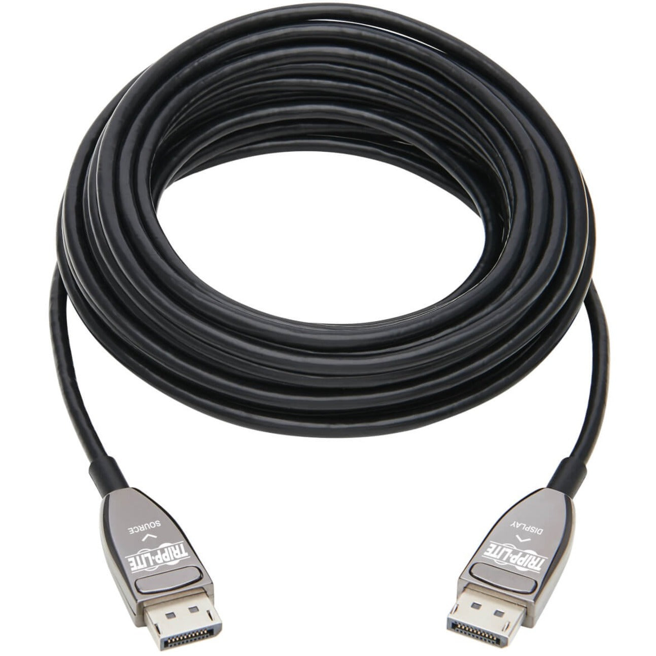 Tripp Lite P580F3-15M-8K6 DisplayPort Fiber Active Optical Cable, M/M, Black, 15 m (49 ft.), HDR Support, HDCP 2.2, EMI/RF Protection, Noise Protection, Flexible, AOC Technology