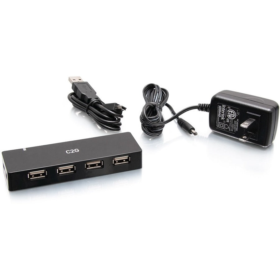 C2G C2G54463 USB Hub, 4-Port USB-A Hub with 5V 2A Power Supply