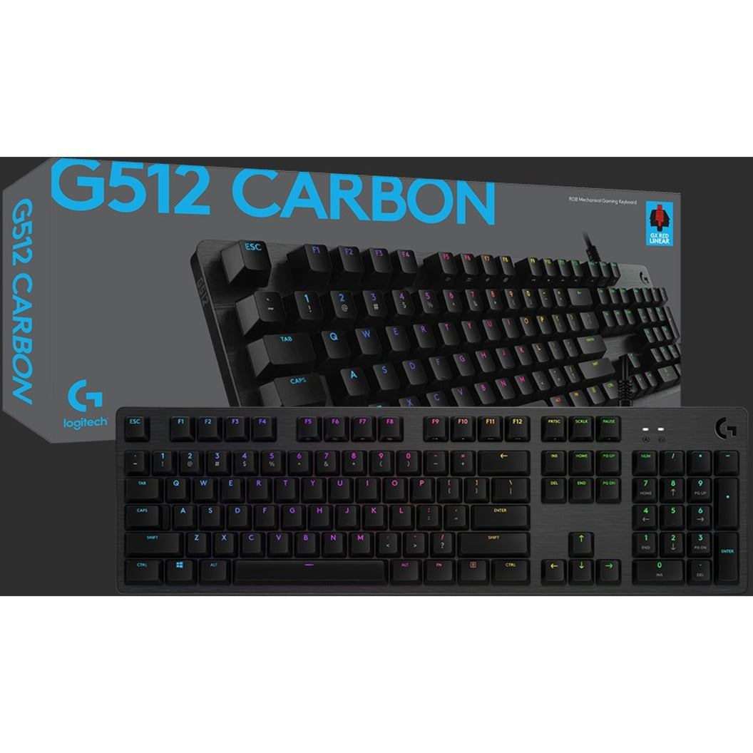 Logitech 920-009360 G512 Lightsync RGB Mechanical Gaming Keyboard, Carbon,  USB, 2 Year Warranty