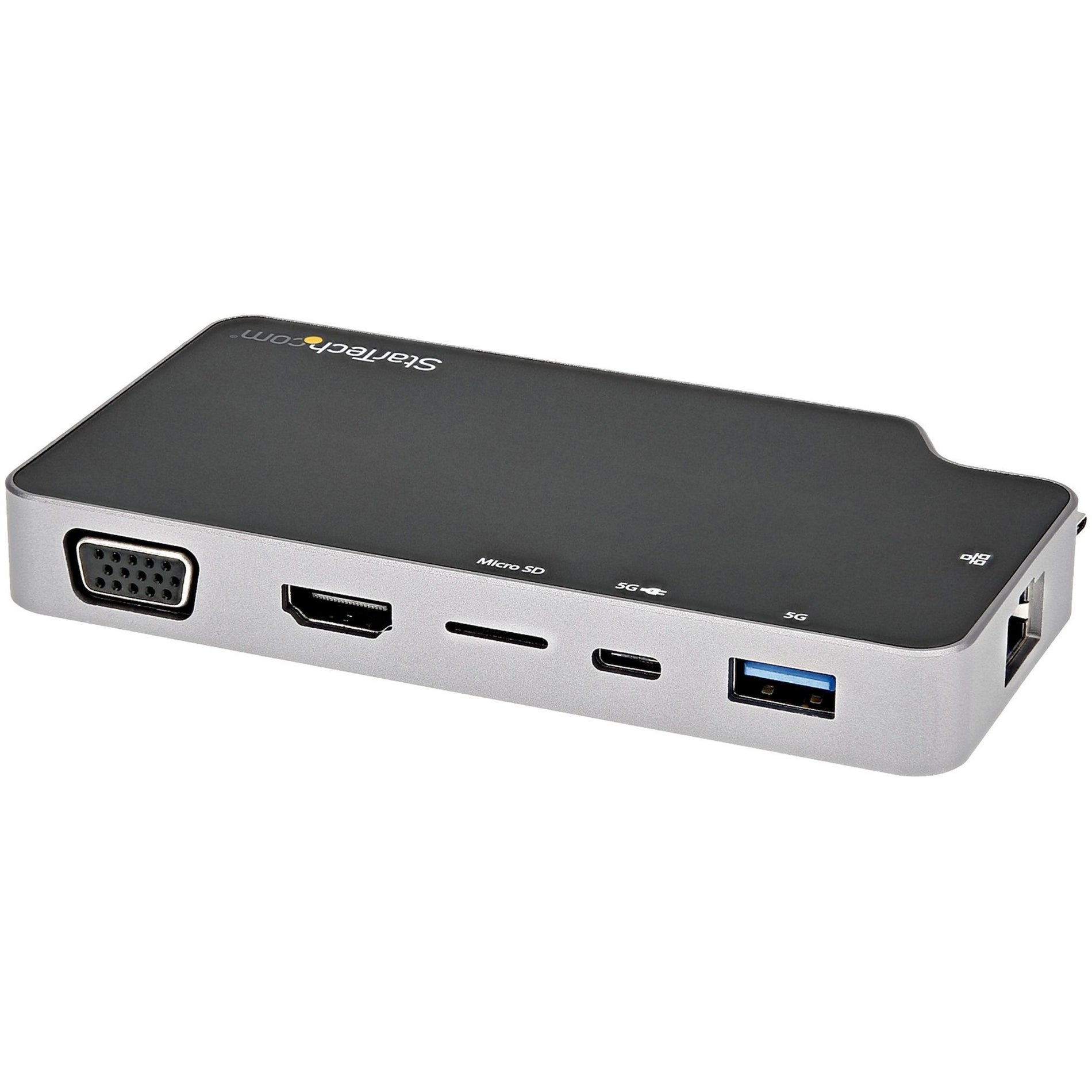StarTech.com CDP2HVGUASPD USB C Multiport Adapter, USB-C to 4K HDMI or VGA Video with 100W PD Pass-through, 10Gbps USB Hub/MicroSD/GbE, USB-C Mini Dock